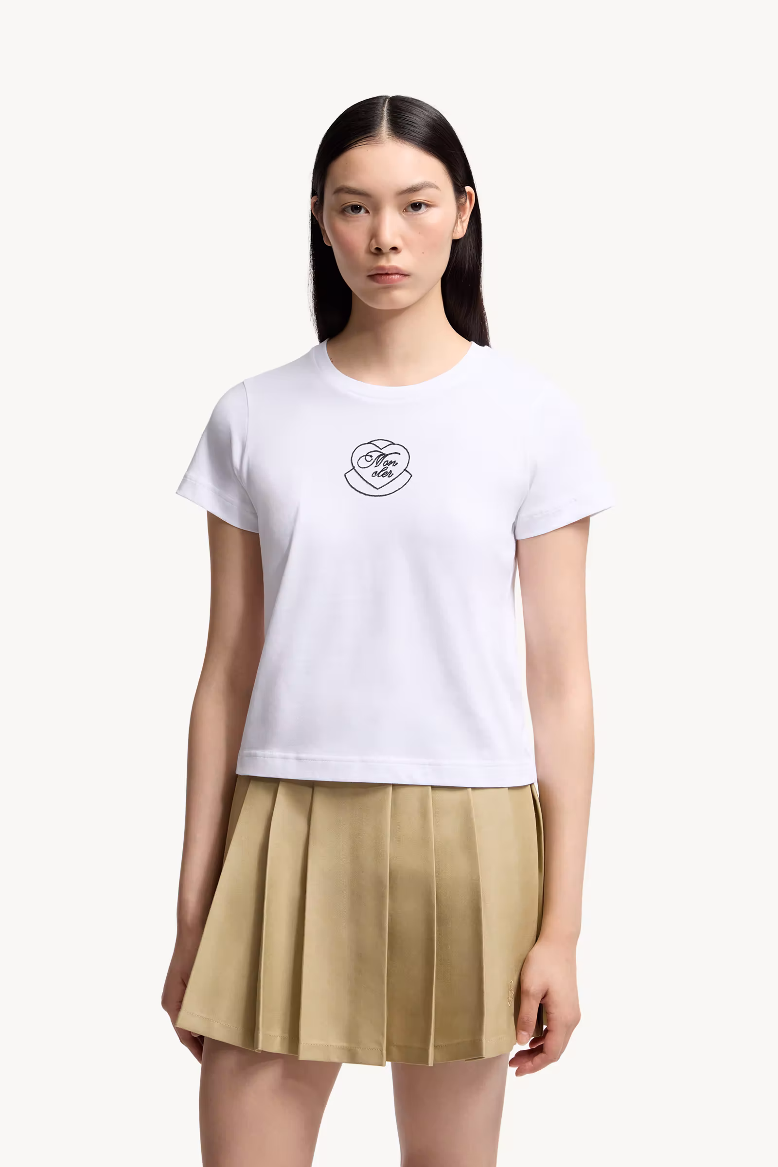 Embroidered Heart Logo Cotton T-Shirt