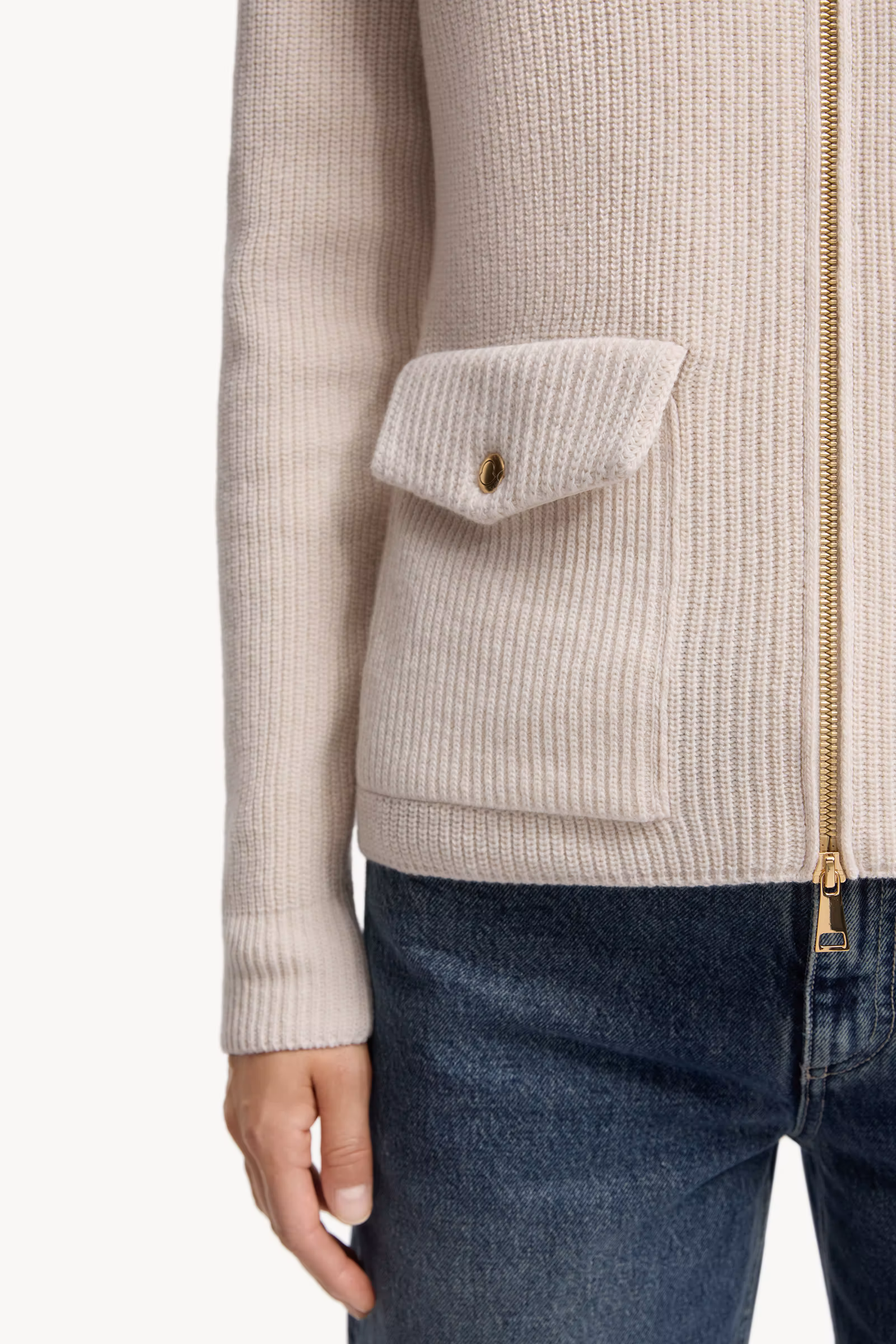 Padded Wool Zip-Up Cardigan