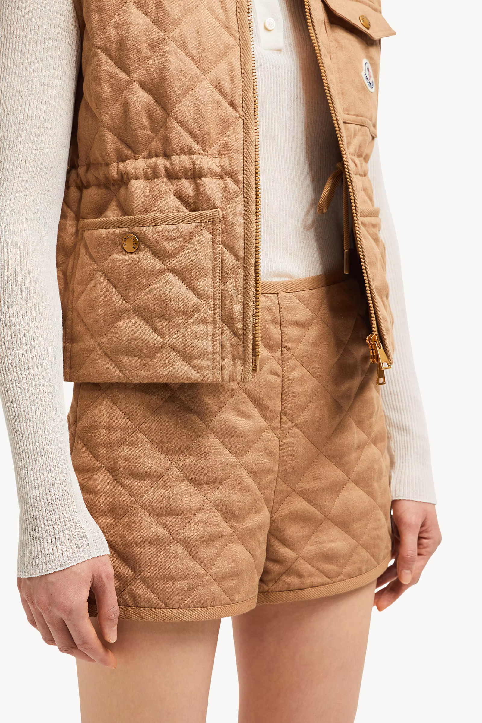 Vigny Diamond-Quilted Padded Linen Vest