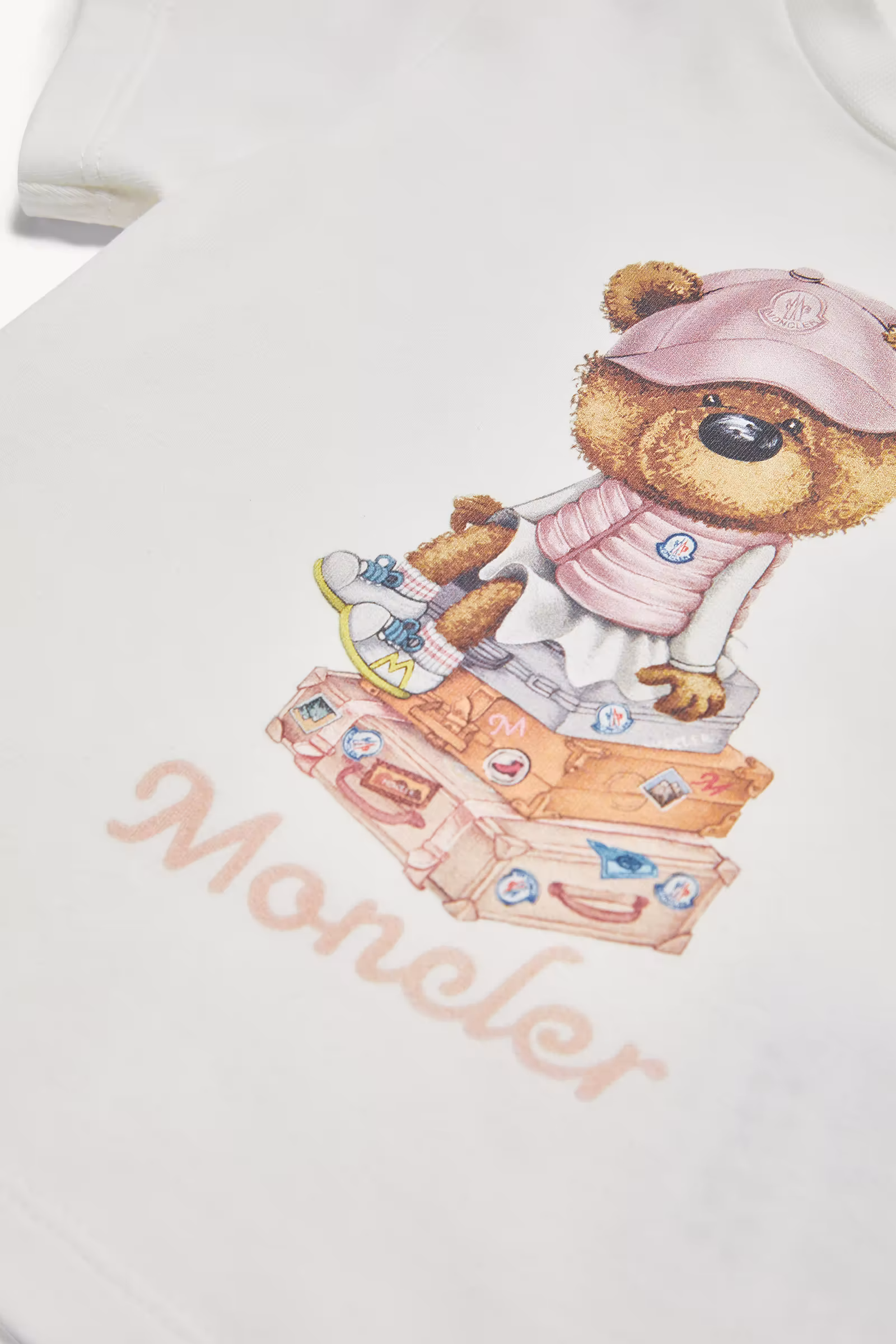 Teddy Bear Motif Cotton T-Shirt