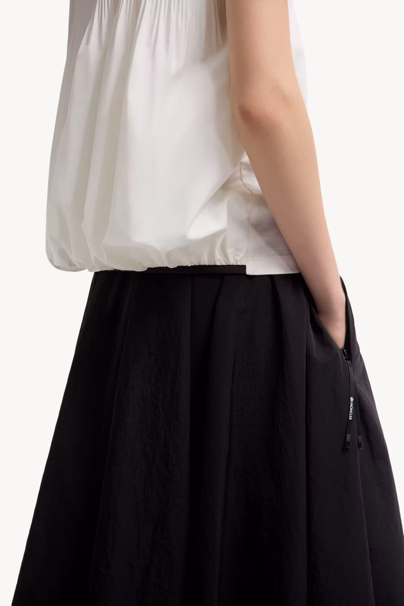 Pleated Back Cotton T-Shirt