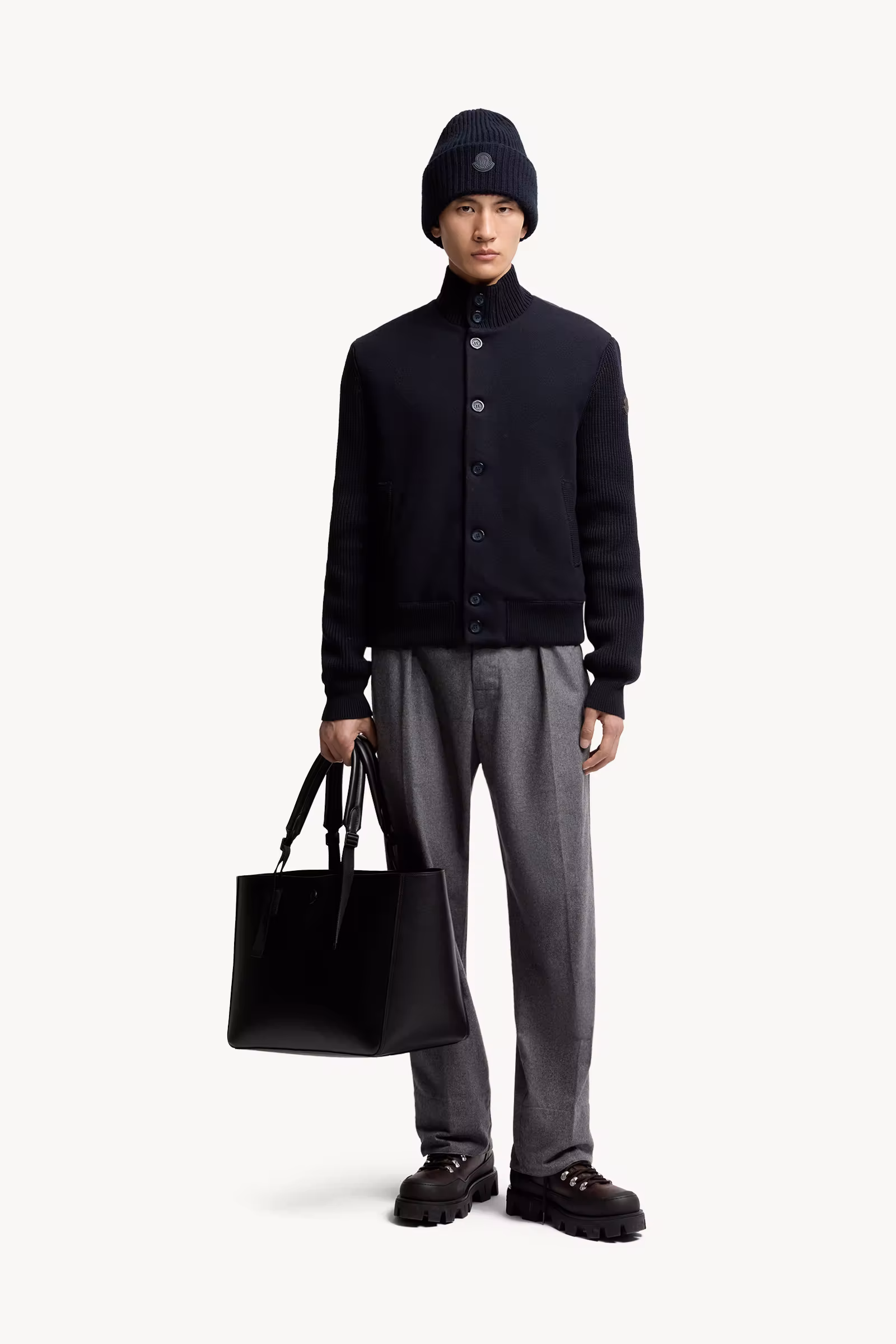 Padded Wool Zip-up Cardigan