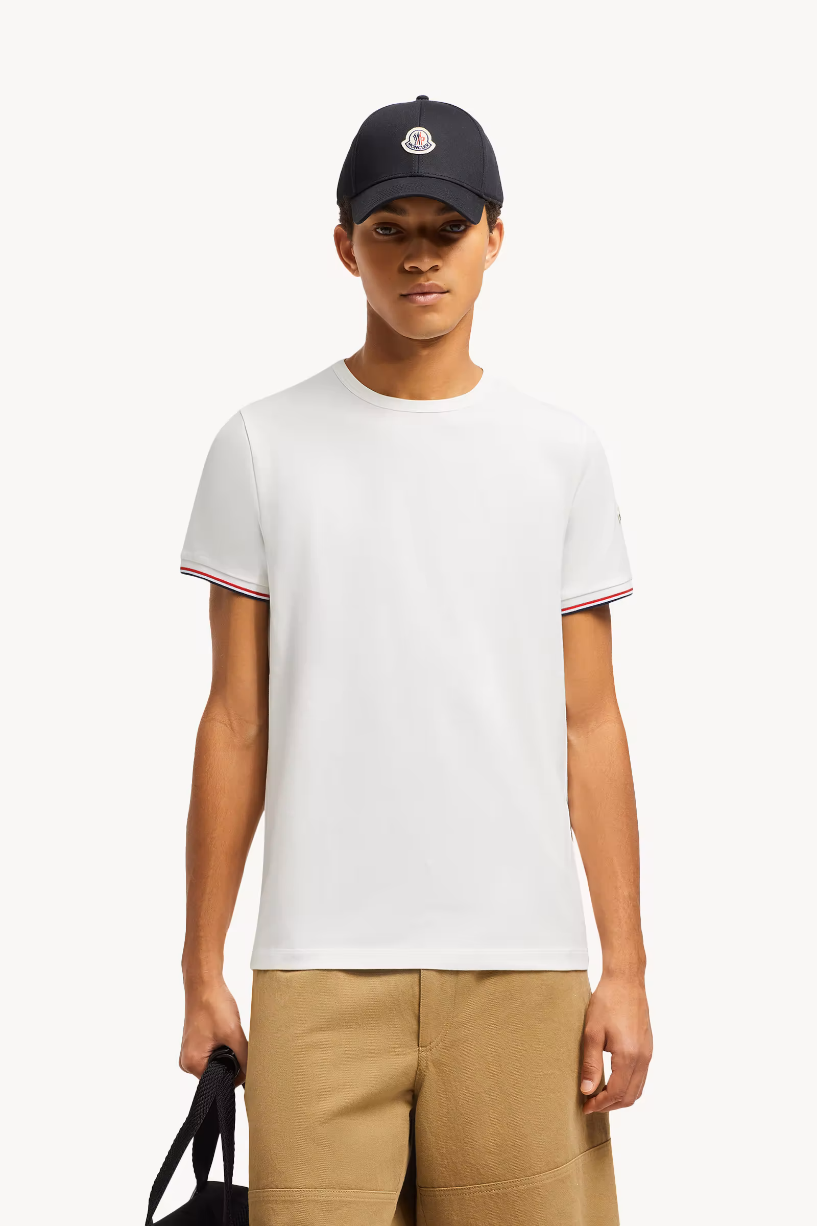 Tricolor-Trimmed Cotton T-Shirt