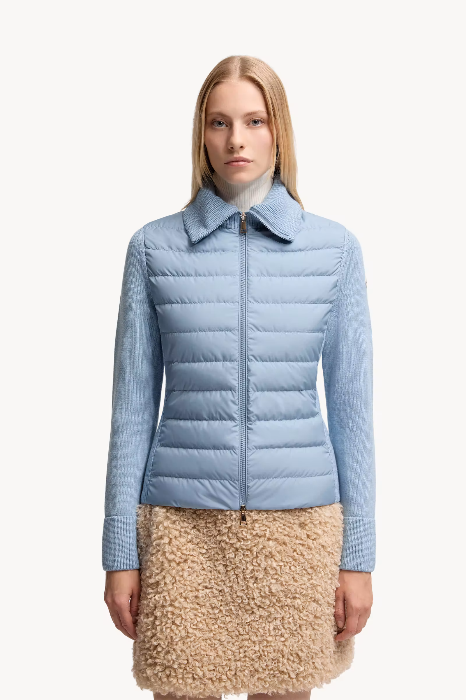 Padded Wool Zip-Up Cardigan