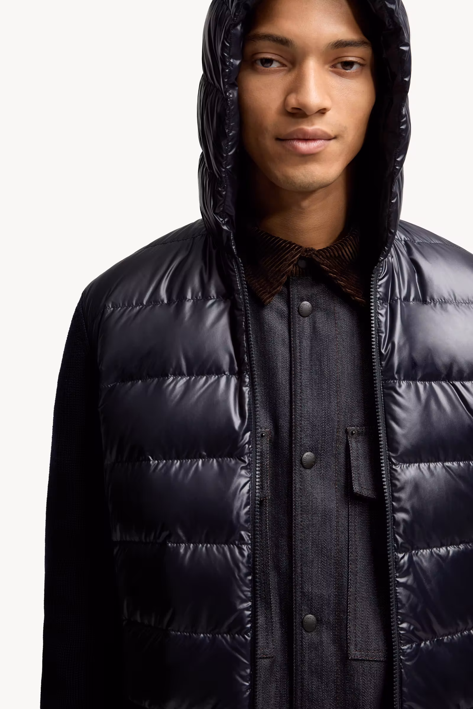 Padded Wool Zip-Up Hoodie