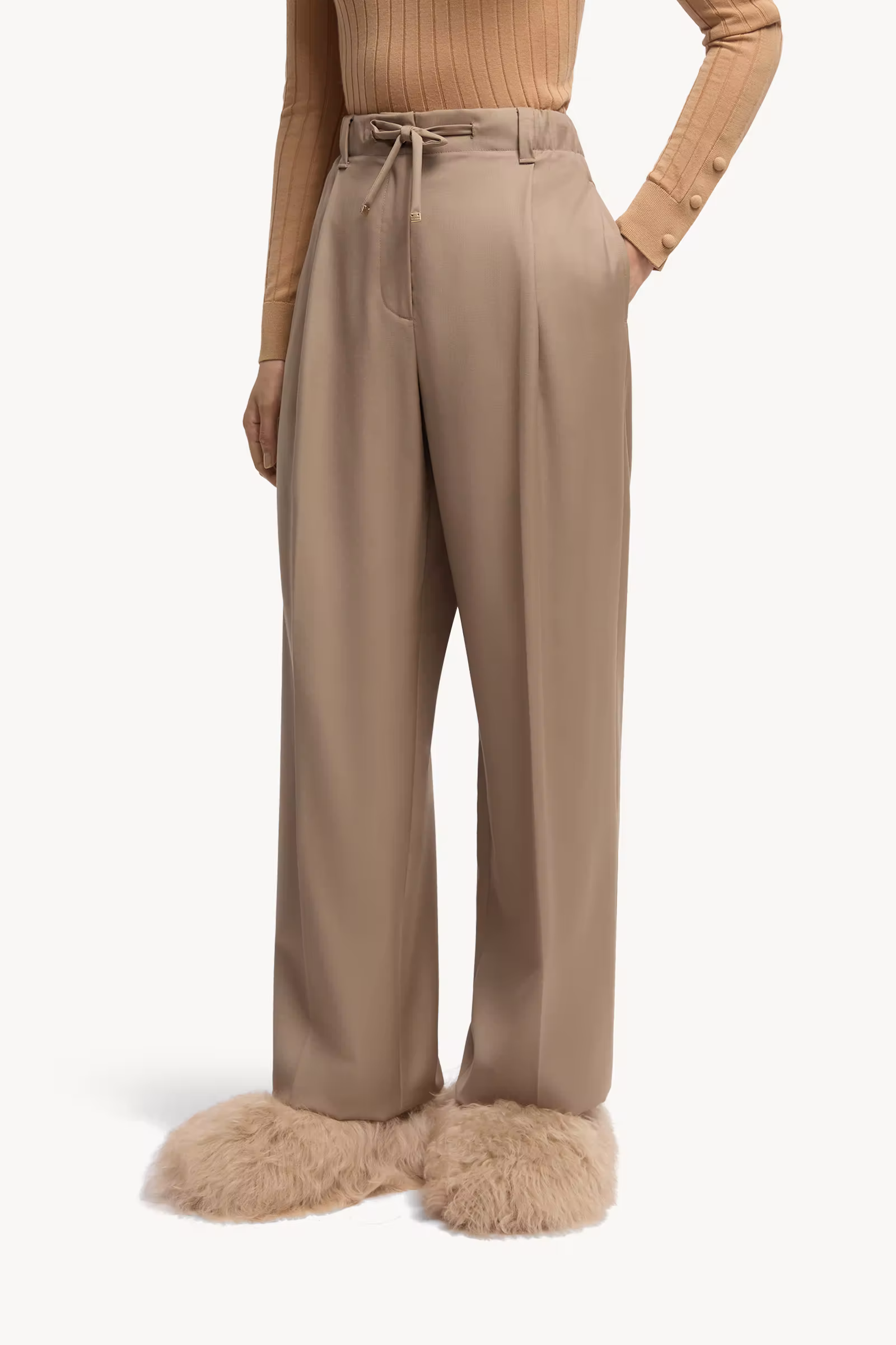 Wool Gabardine Tailored Pants