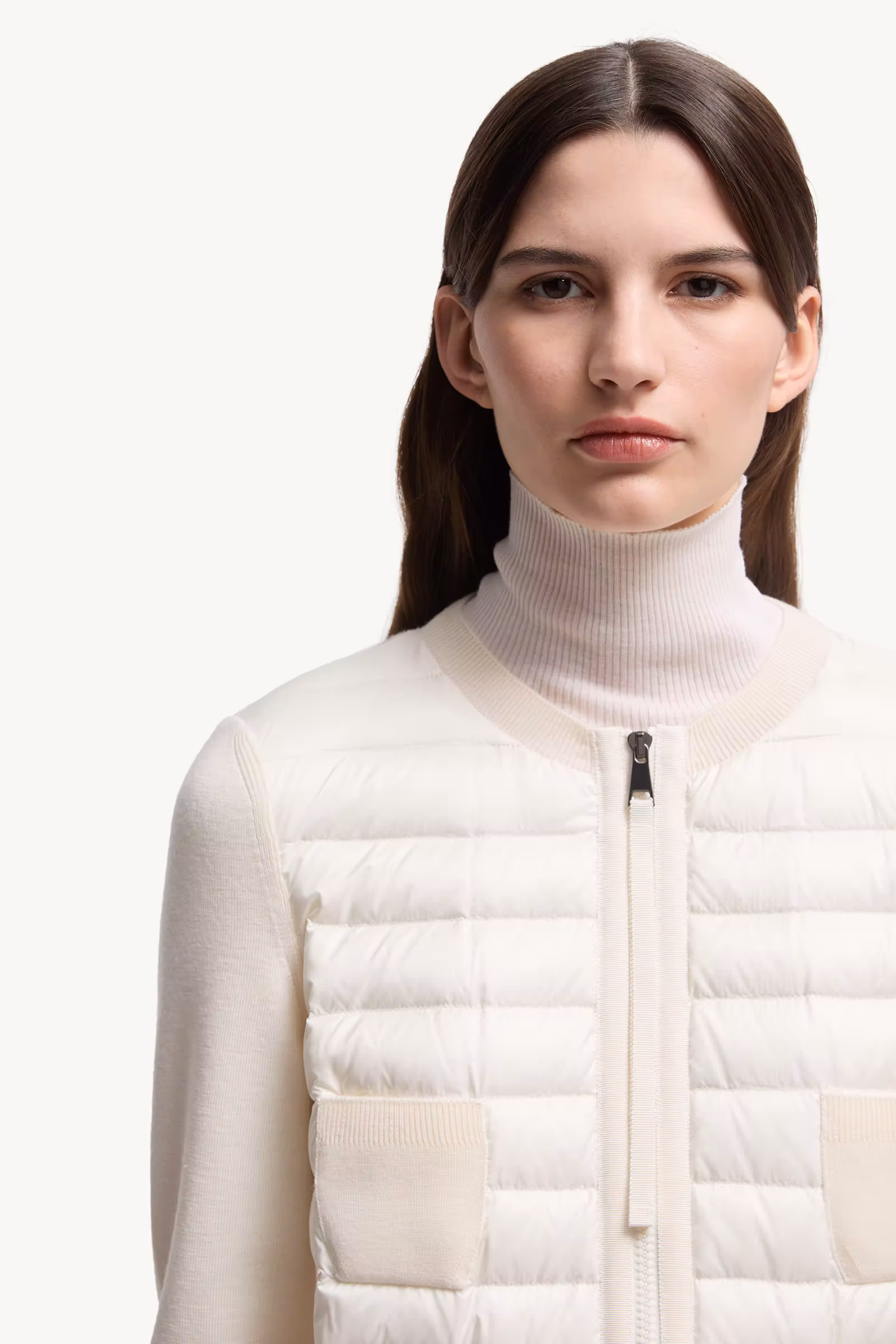 Padded Wool Zip-Up Cardigan
