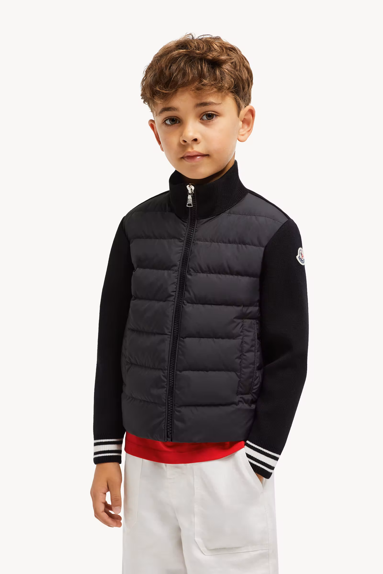 Padded Cotton Zip-Up Cardigan