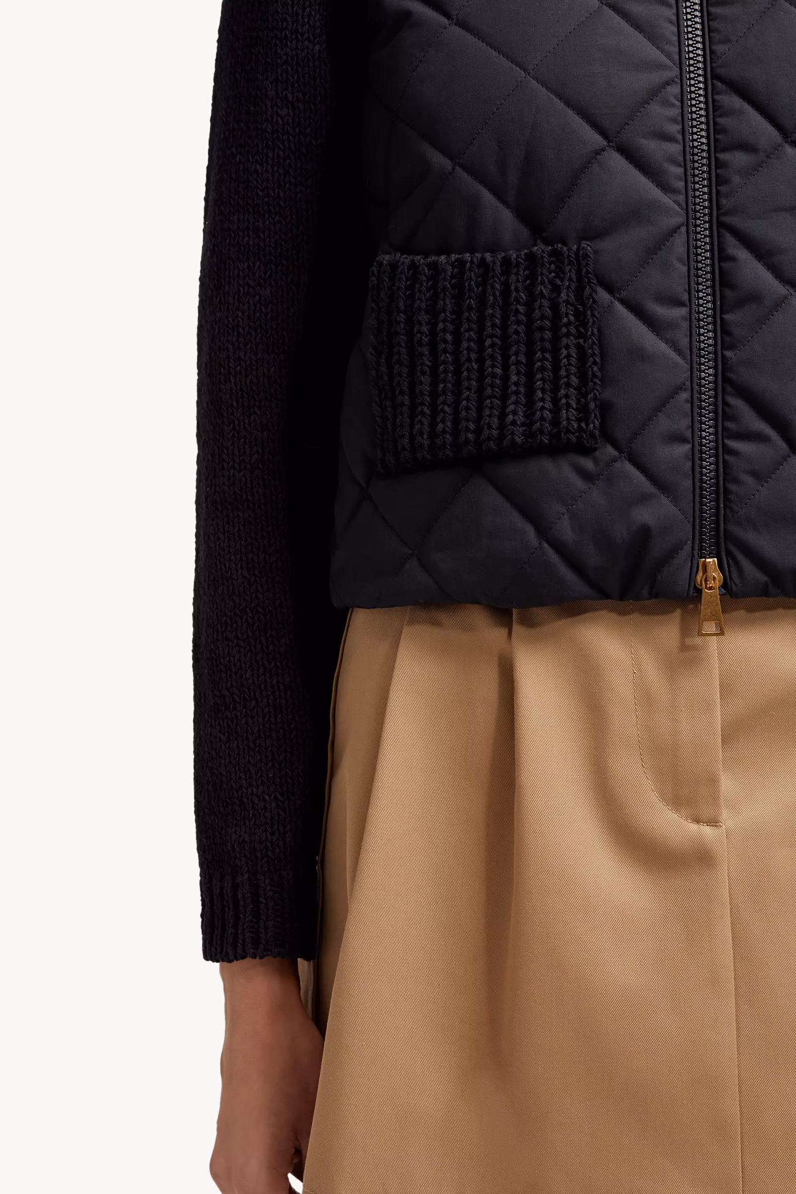Padded Cotton Zip-Up Cardigan