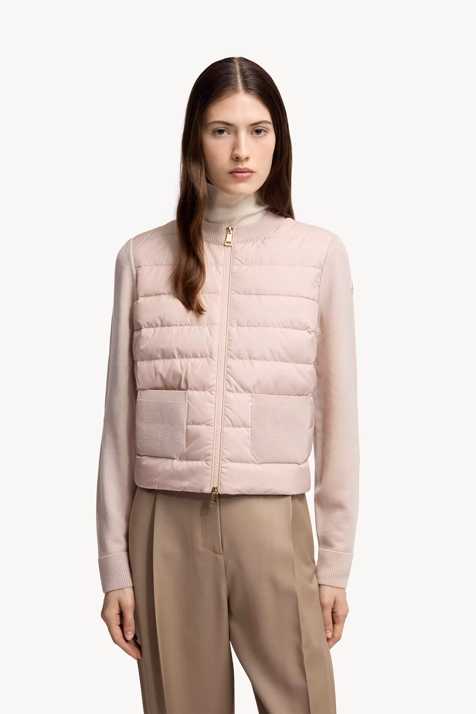 Padded Wool Zip-Up Cardigan