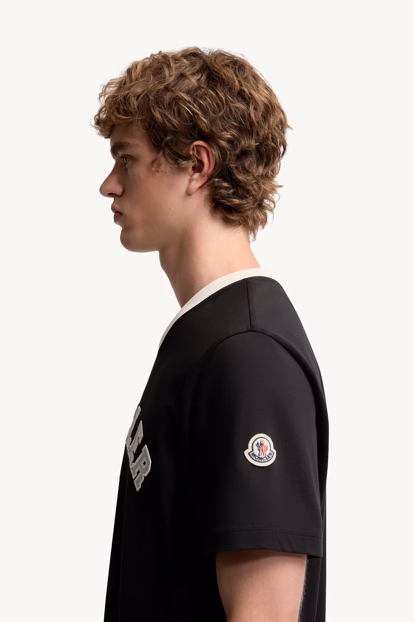 Embroidered Logo Cotton Piquet V-Neck T-Shirt