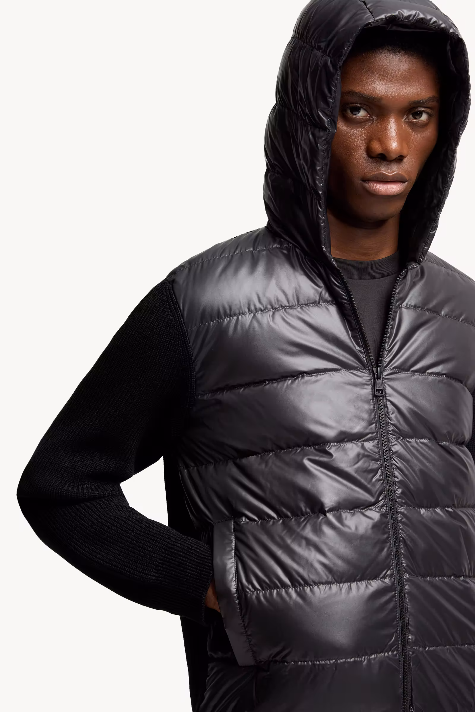 Padded Wool Zip-Up Hoodie