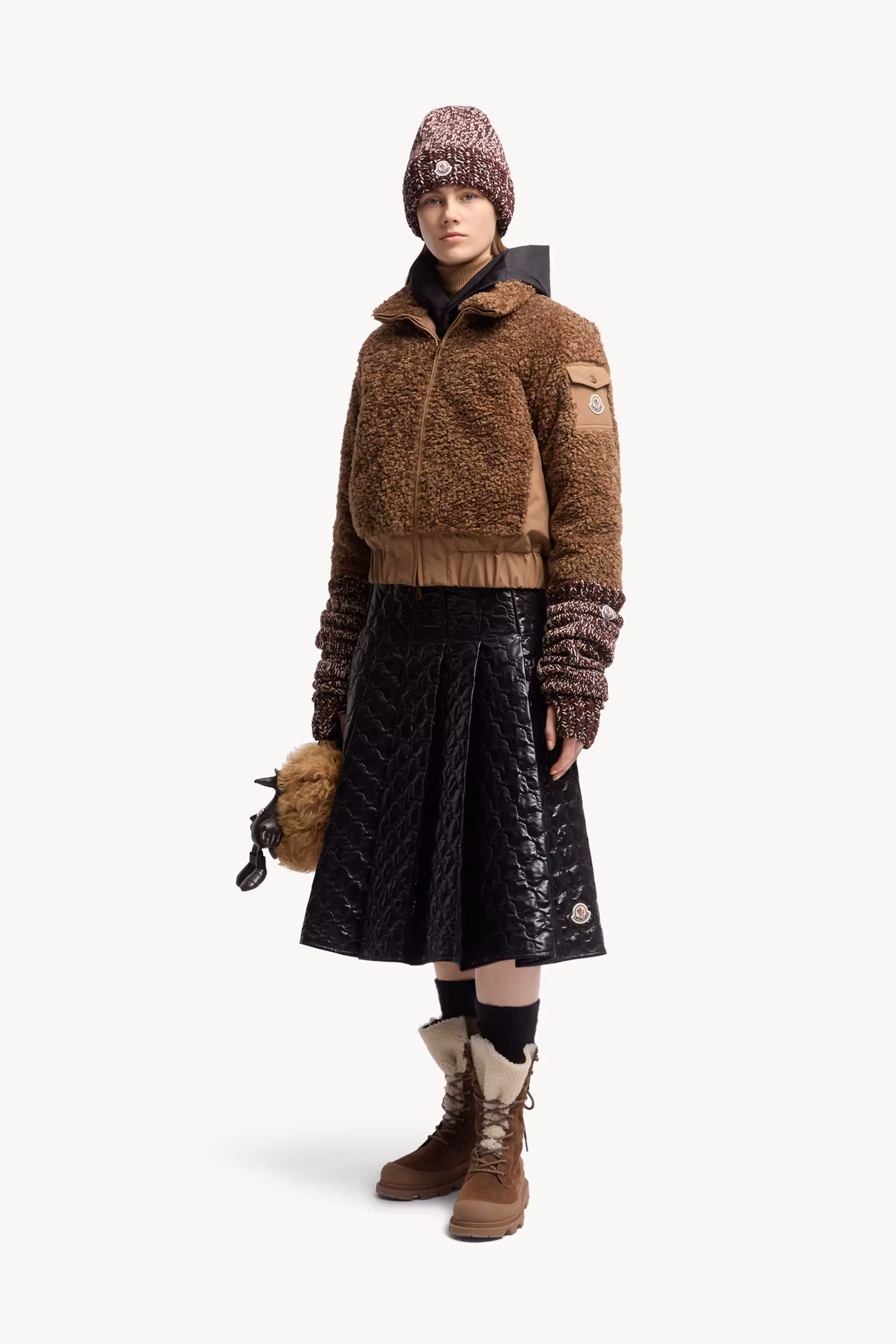 Square-Quilted Padded Midi Skirt