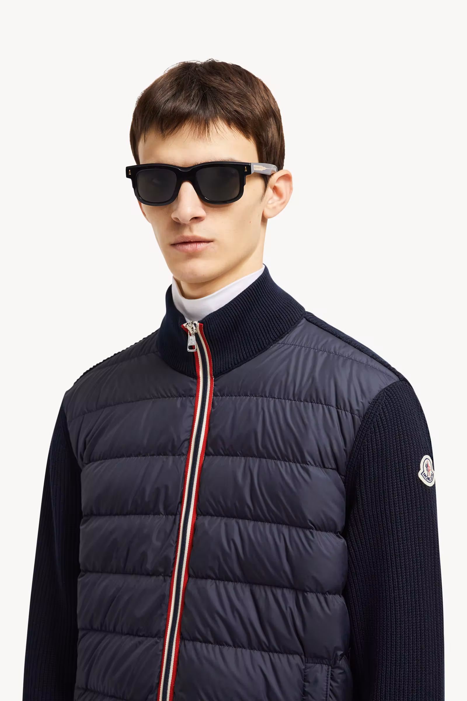 Padded Cotton Zip-Up Cardigan