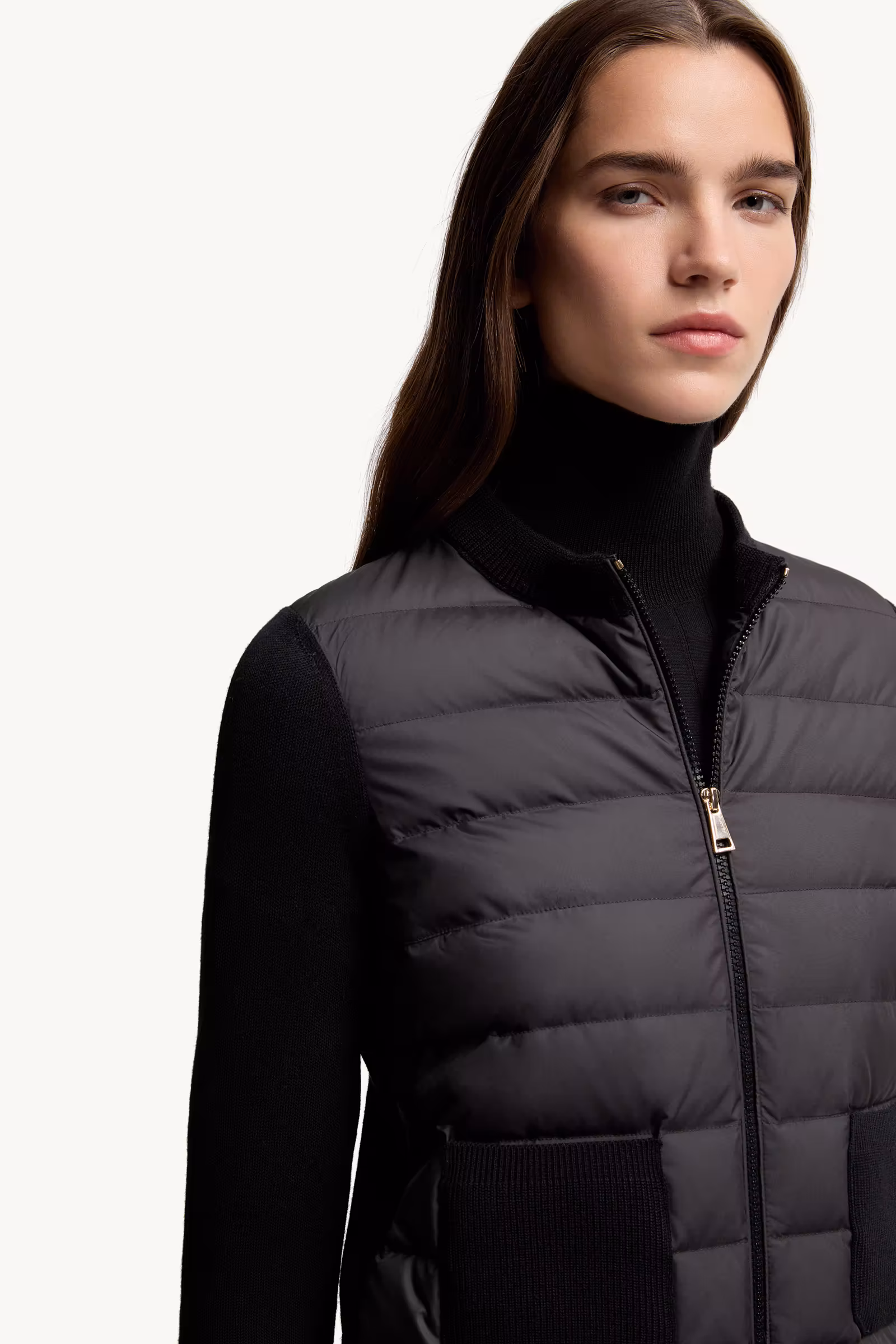 Padded Wool Zip-Up Cardigan