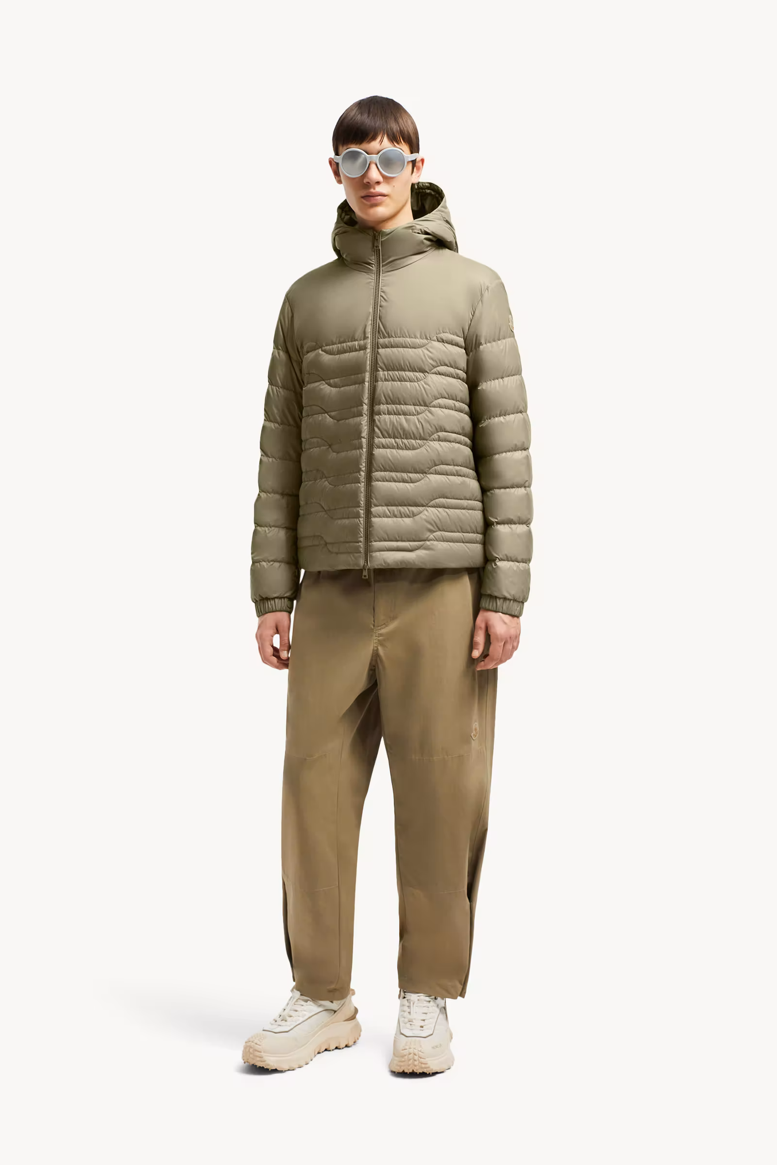 Aleso Hooded Geometric-Quilted Short Down Jacket
