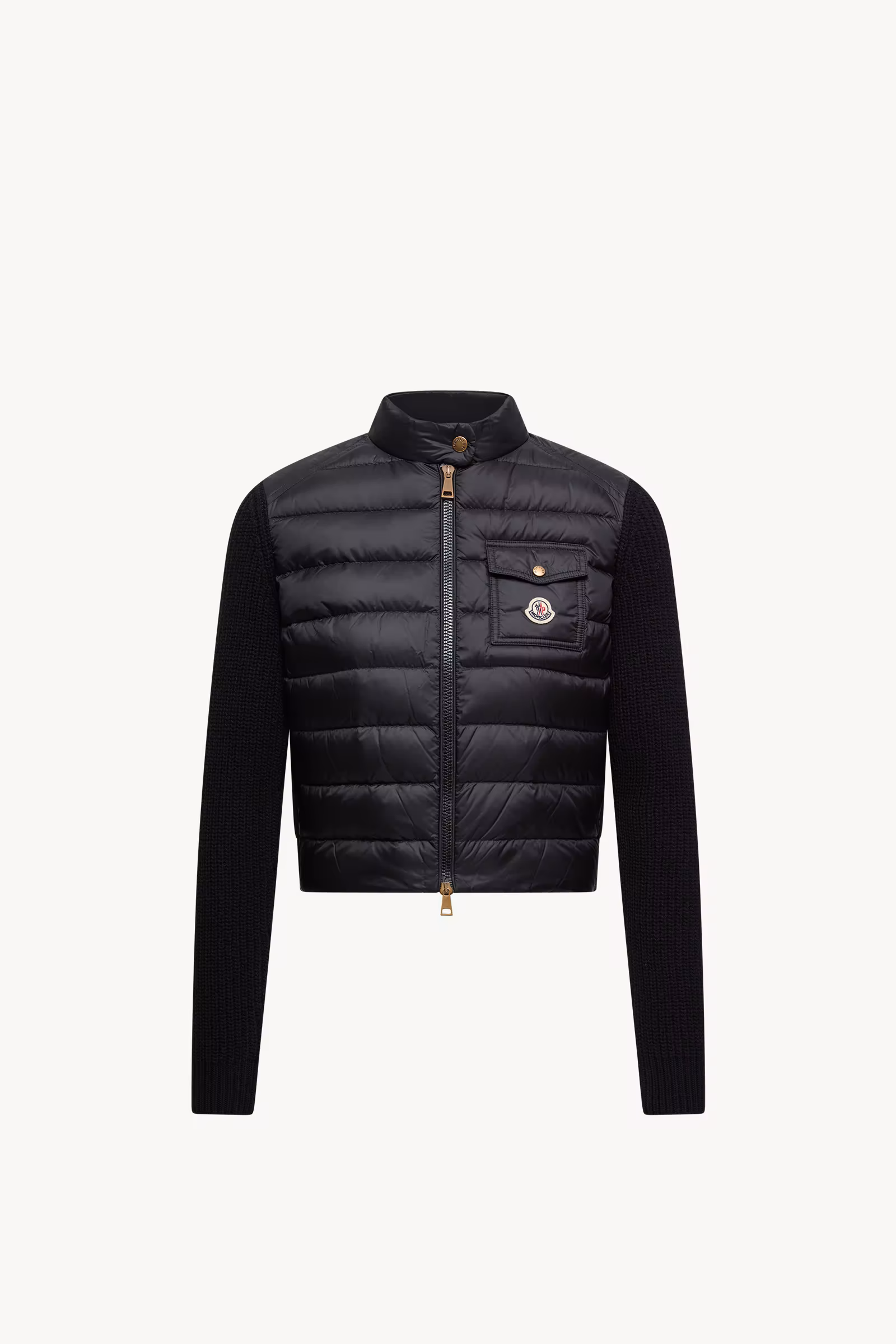 Padded Wool Zip-Up Cardigan