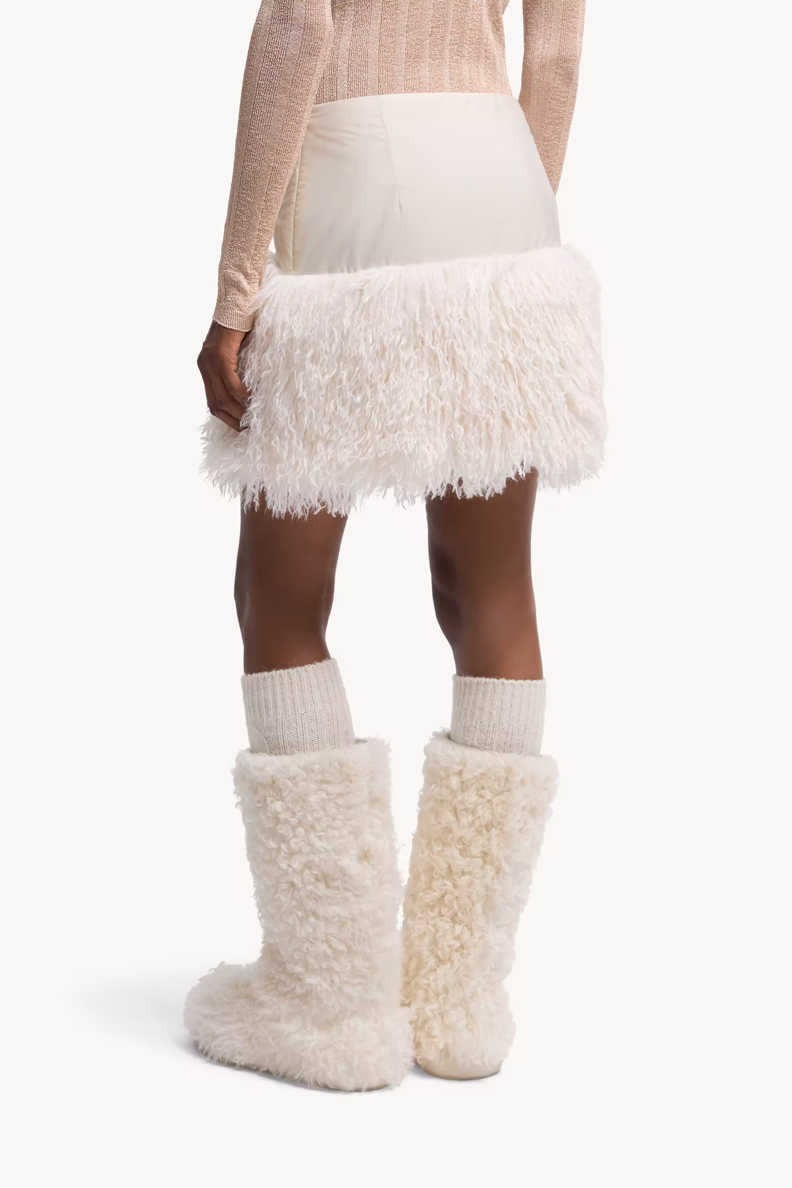 Teddy-Trimmed Mini Skirt