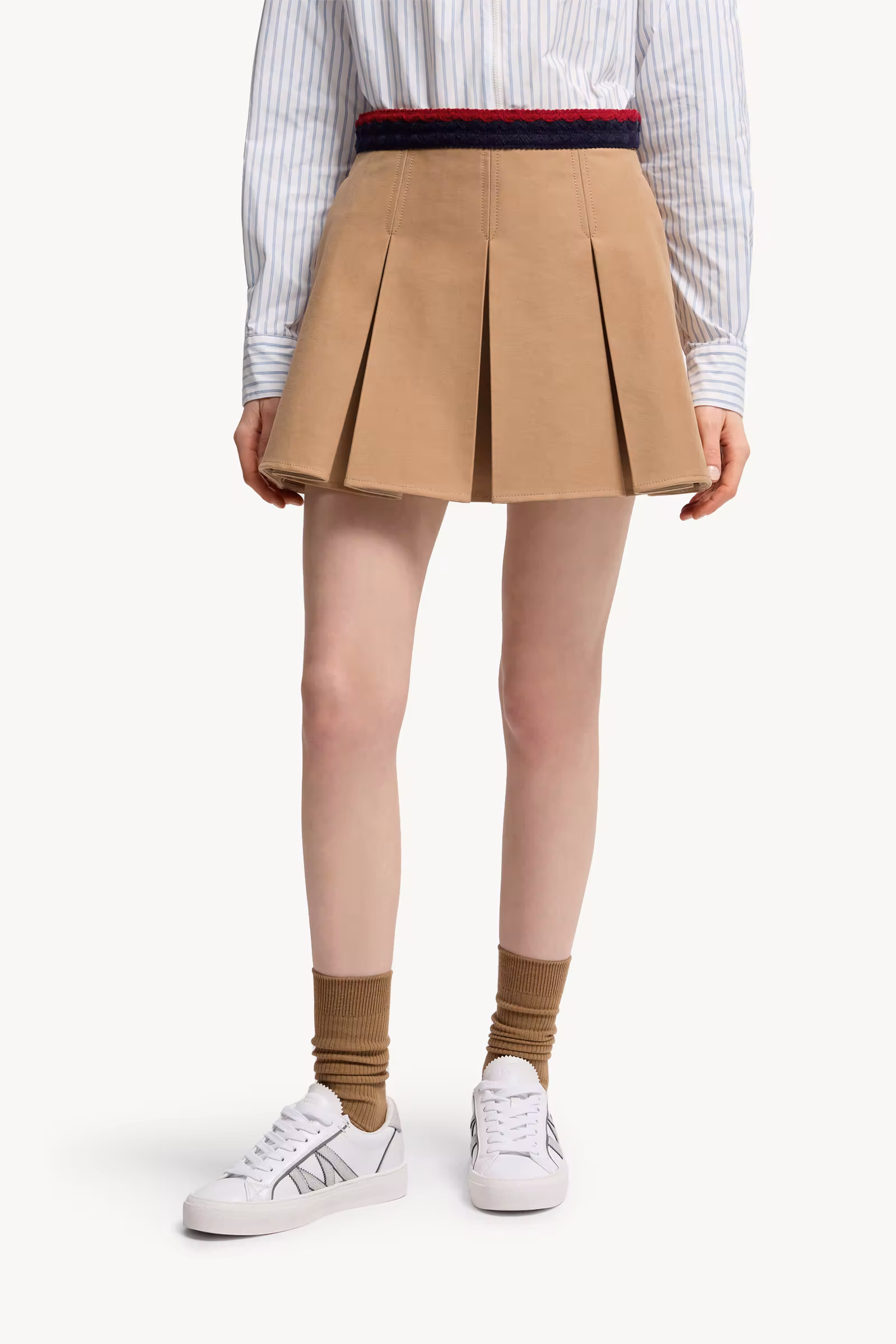 Cotton Gabardine Pleated Mini Skirt