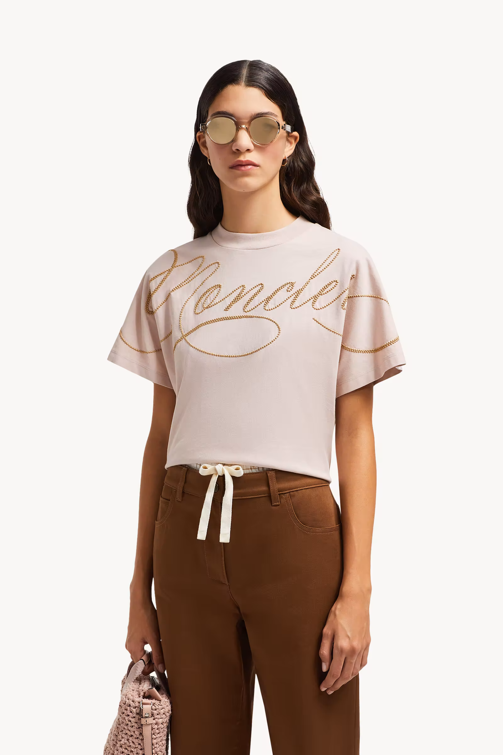 Embroidered Cursive Logo Cotton T-Shirt