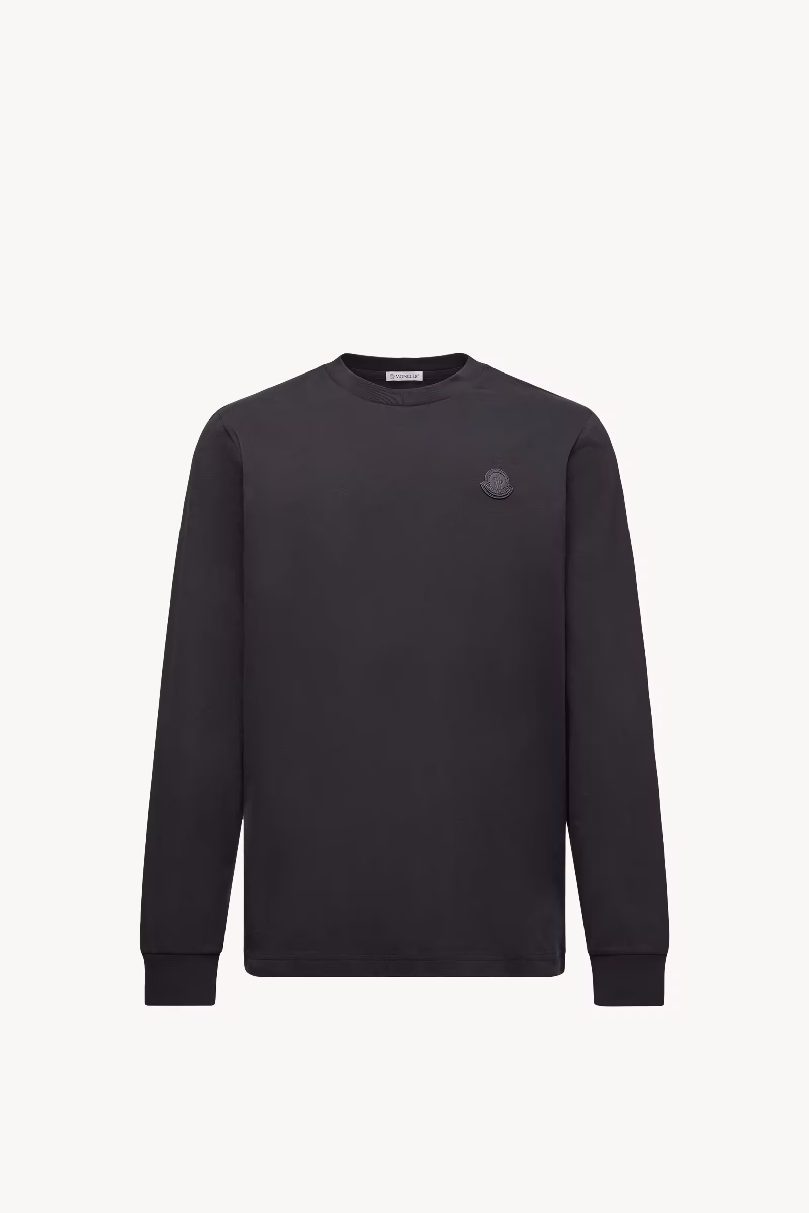 Leather Logo Long Sleeve Cotton T-Shirt