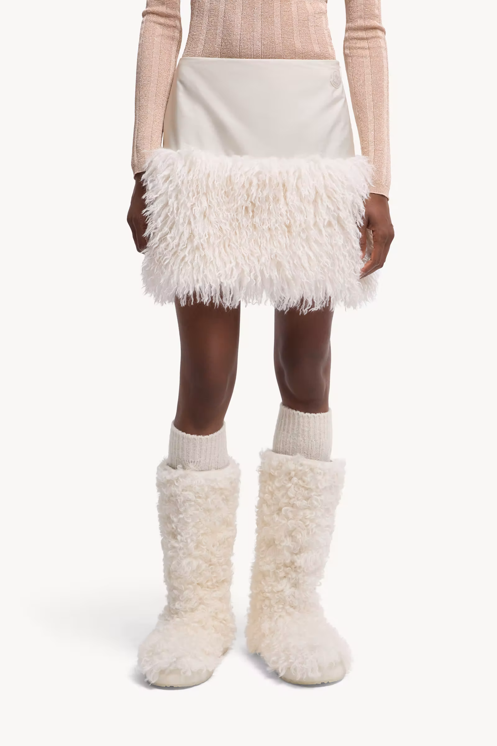 Teddy-Trimmed Mini Skirt