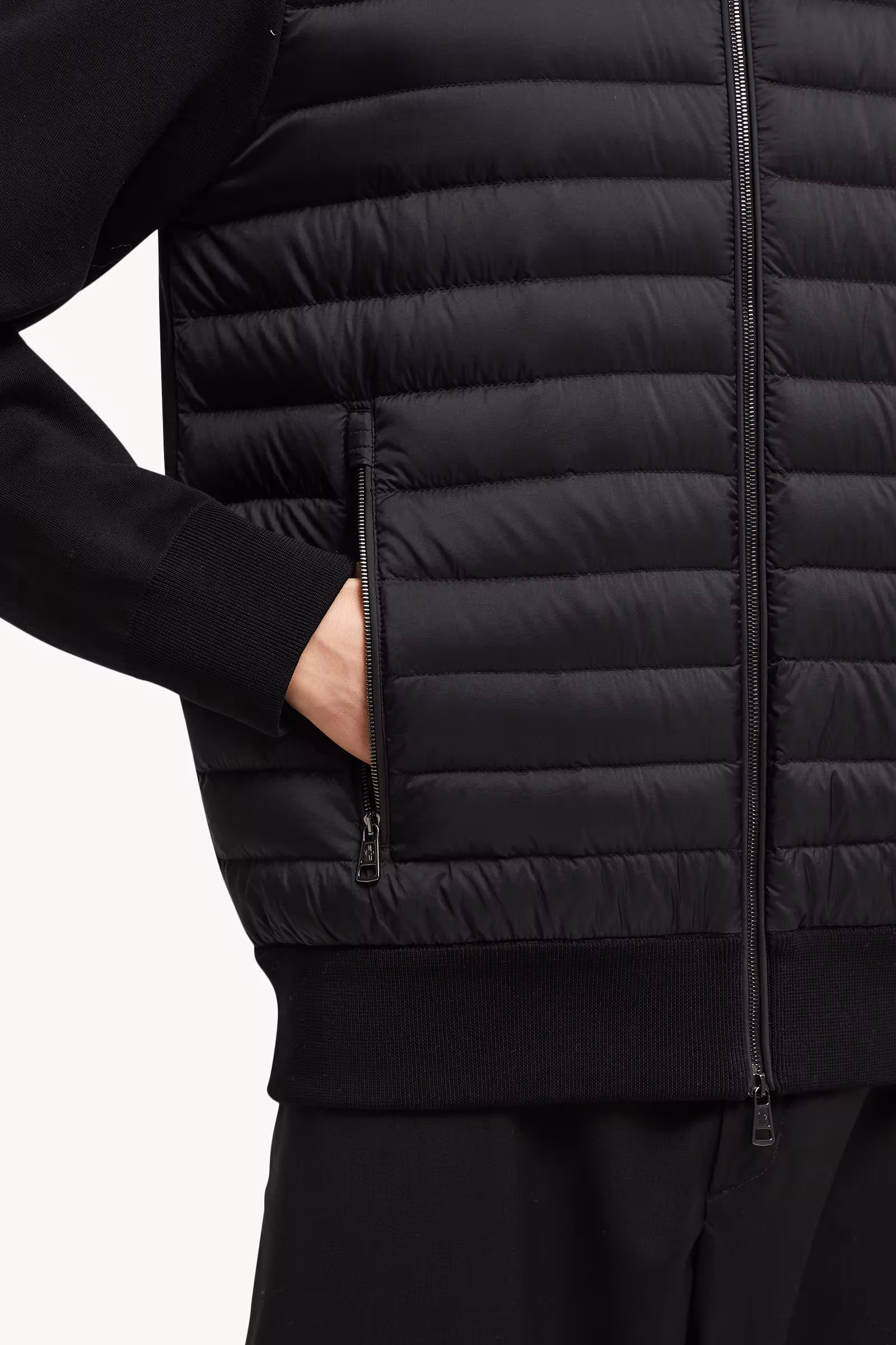 Padded Crêpe Cotton Zip-Up Cardigan