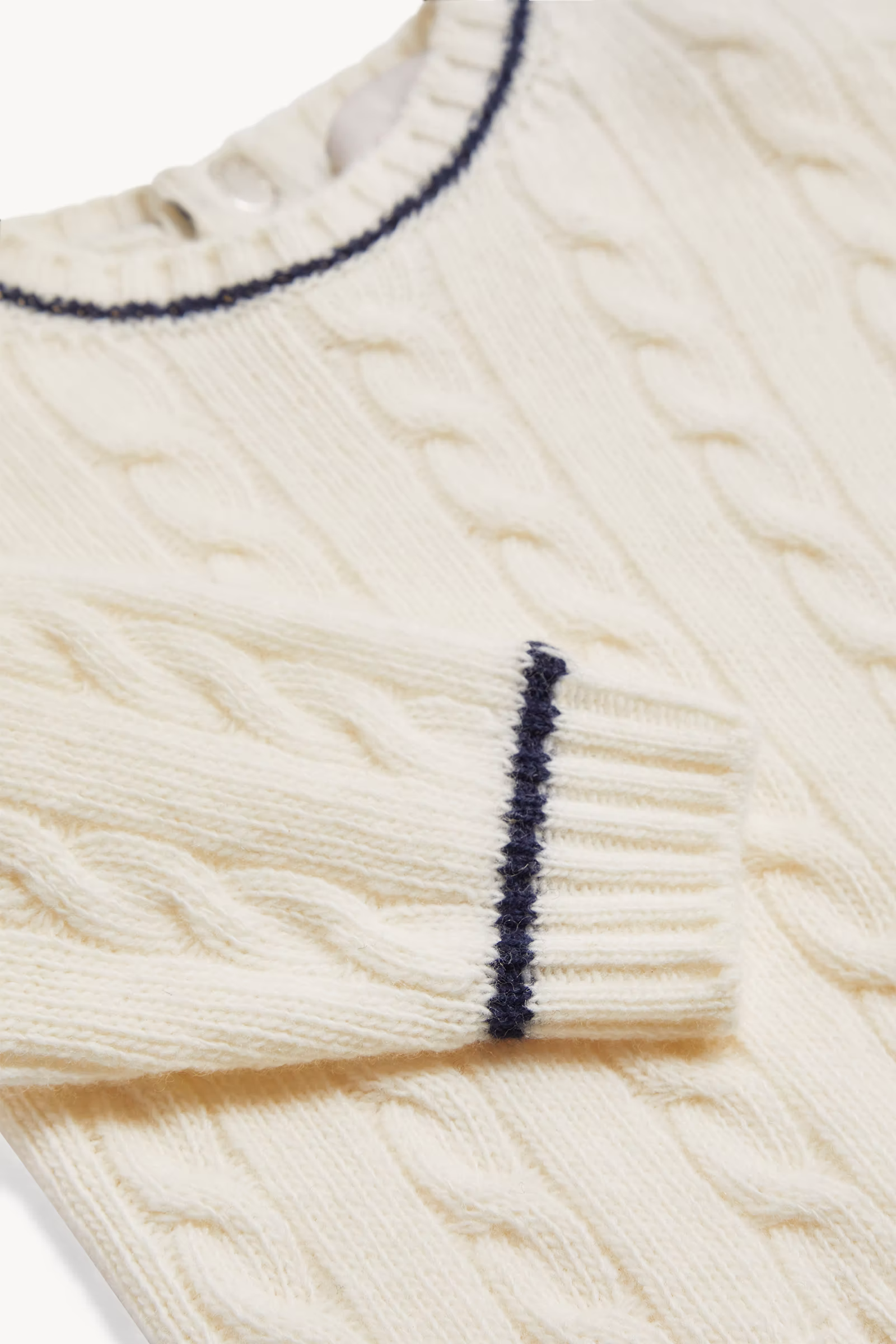 Stripe-Trimmed Wool Sweater