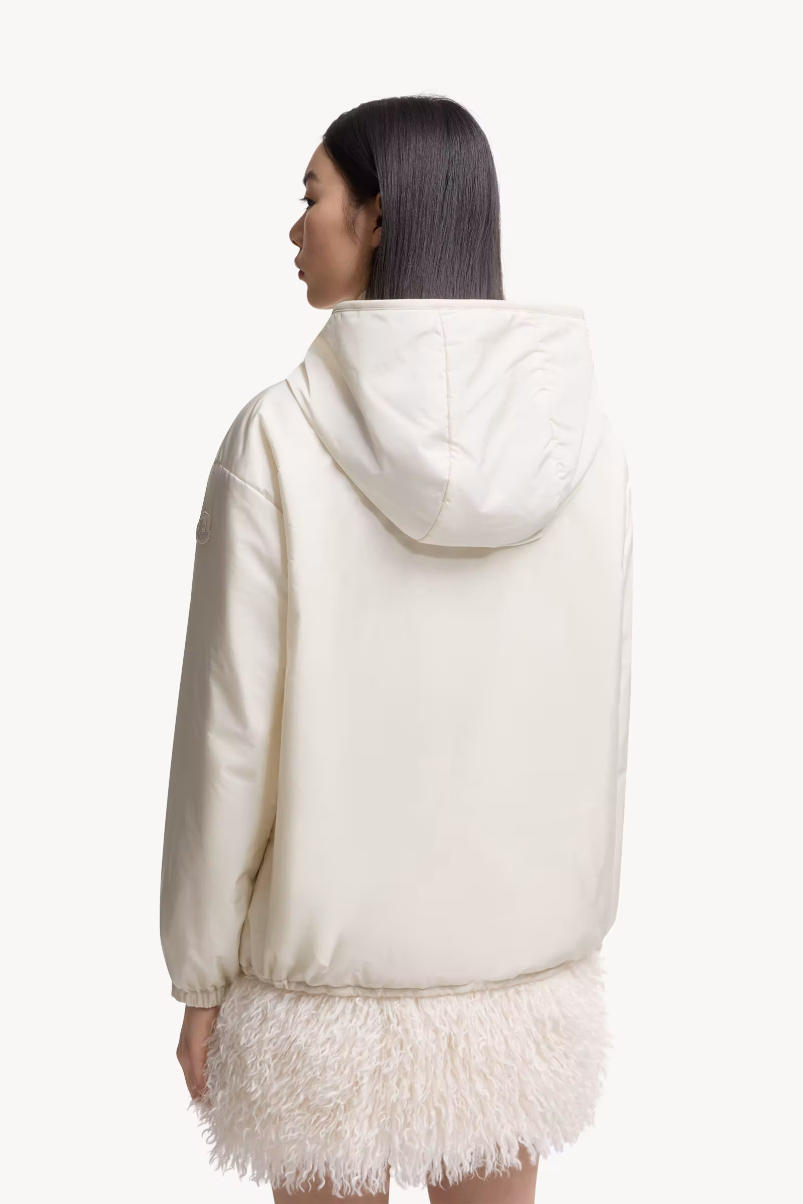 Teddy-Trimmed Padded Zip-Up Hoodie