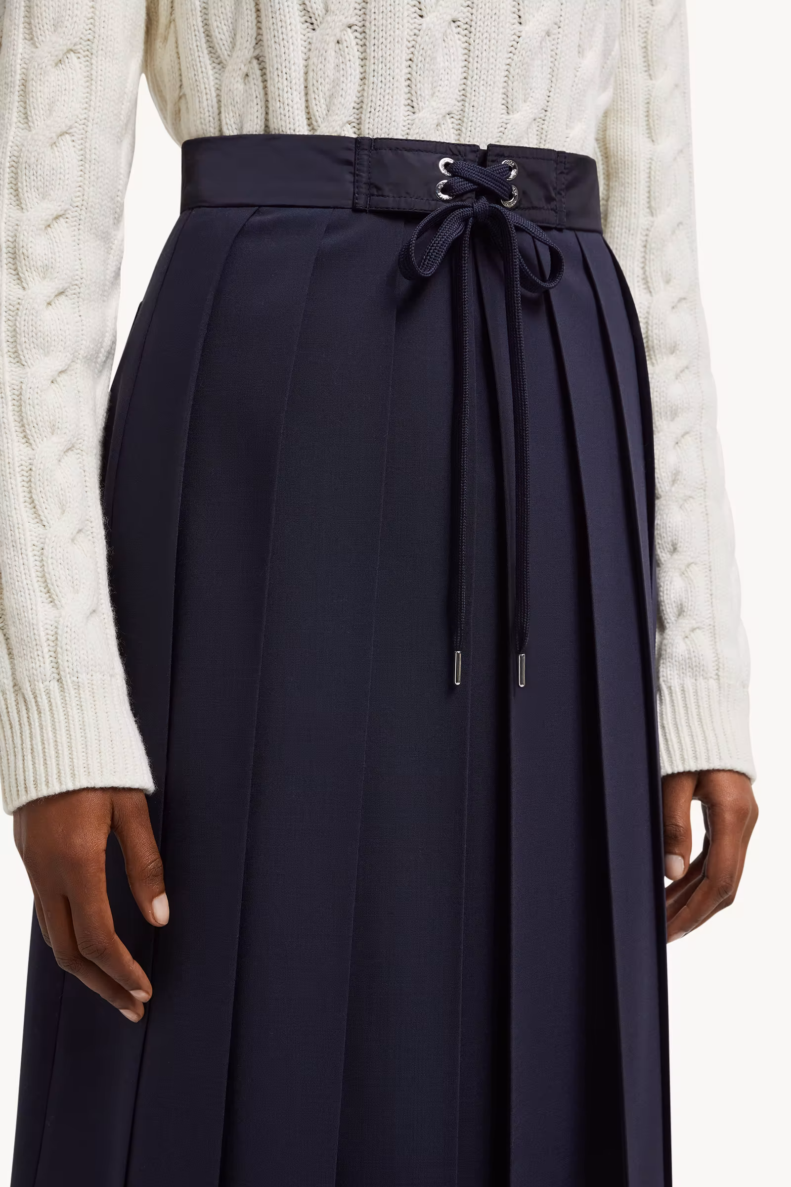 Wool Blend Pleated Midi Skirt