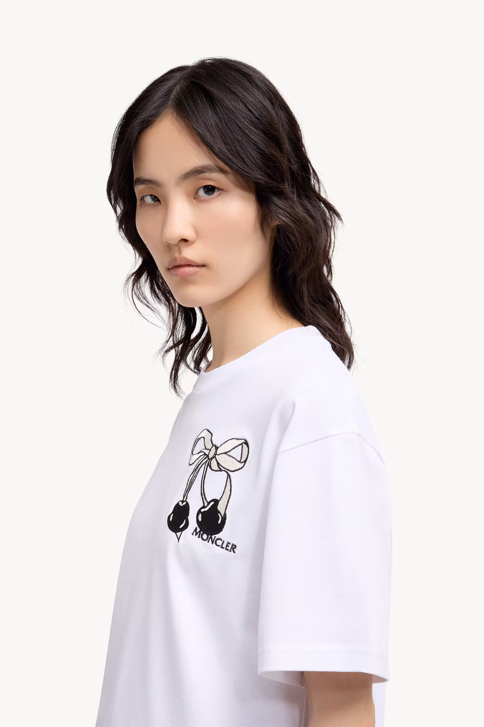 Embroidered Cherry Logo Cotton T-Shirt