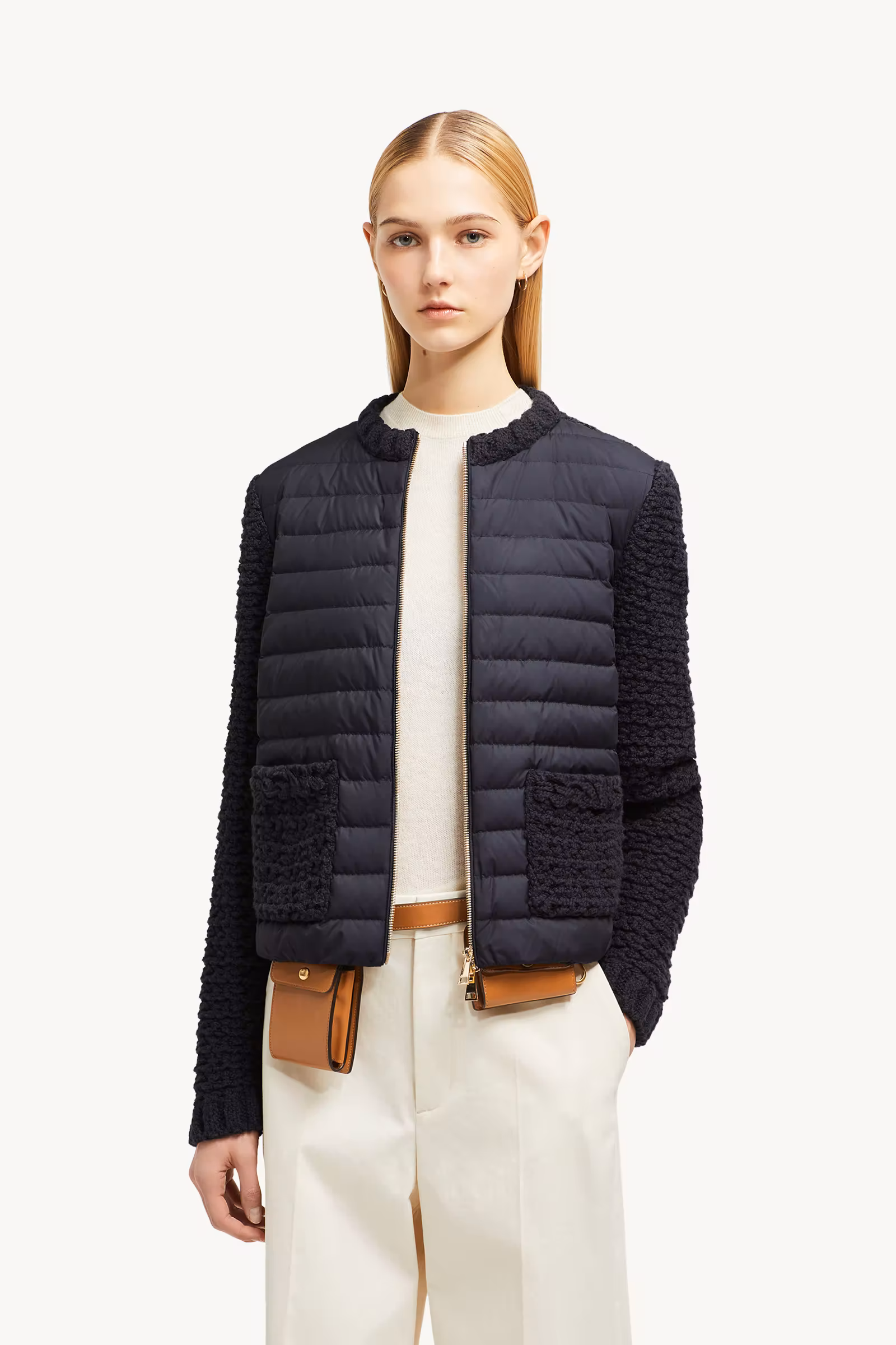 Padded Cotton Zip-Up Cardigan