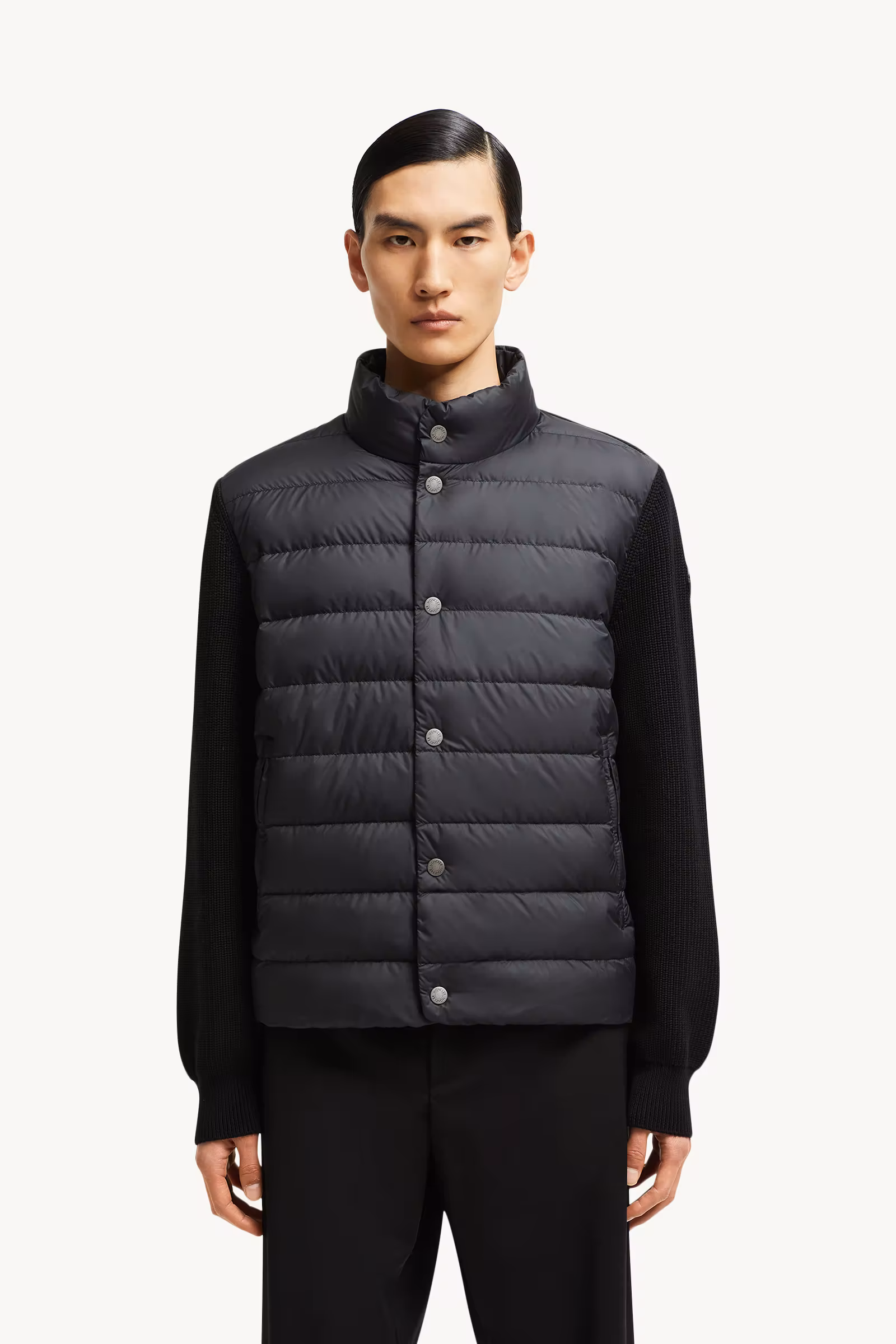 Padded Cotton Zip-Up Cardigan