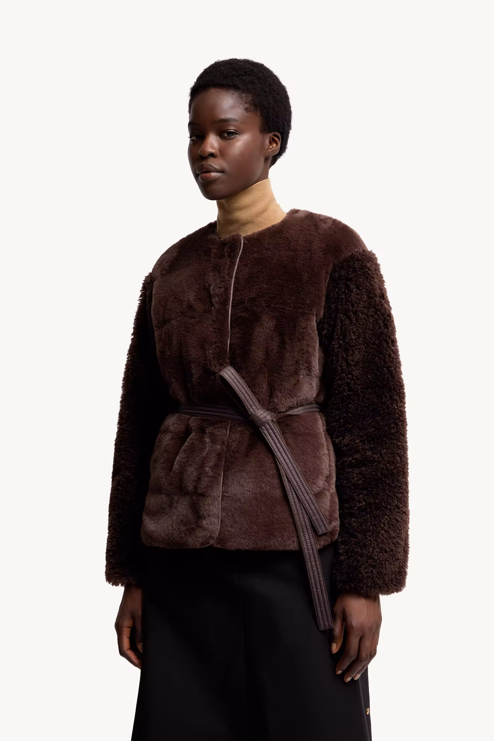 Jouillat Faux Fur & Teddy Short Down Jacket