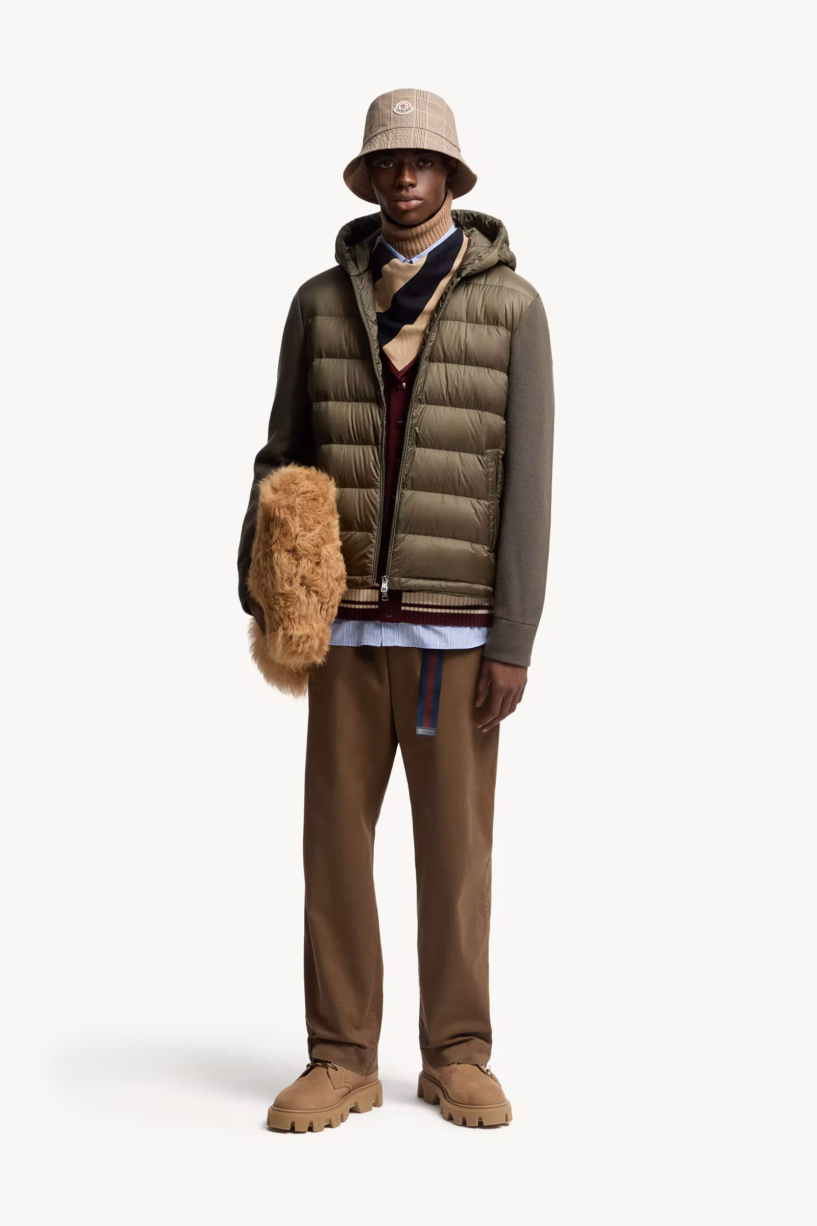 Padded Wool Zip-Up Hoodie