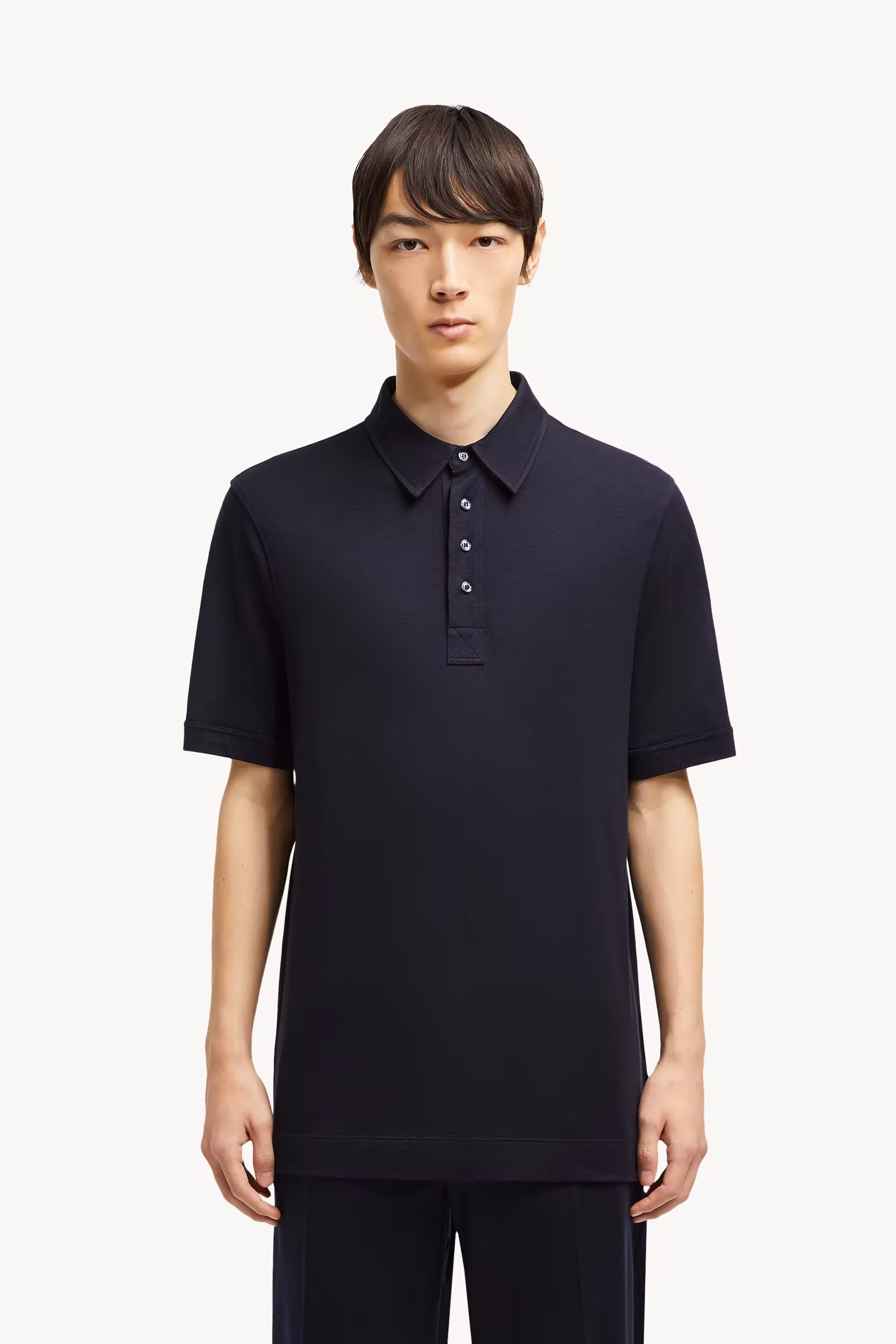 Double Leather Logo Cotton Polo Shirt