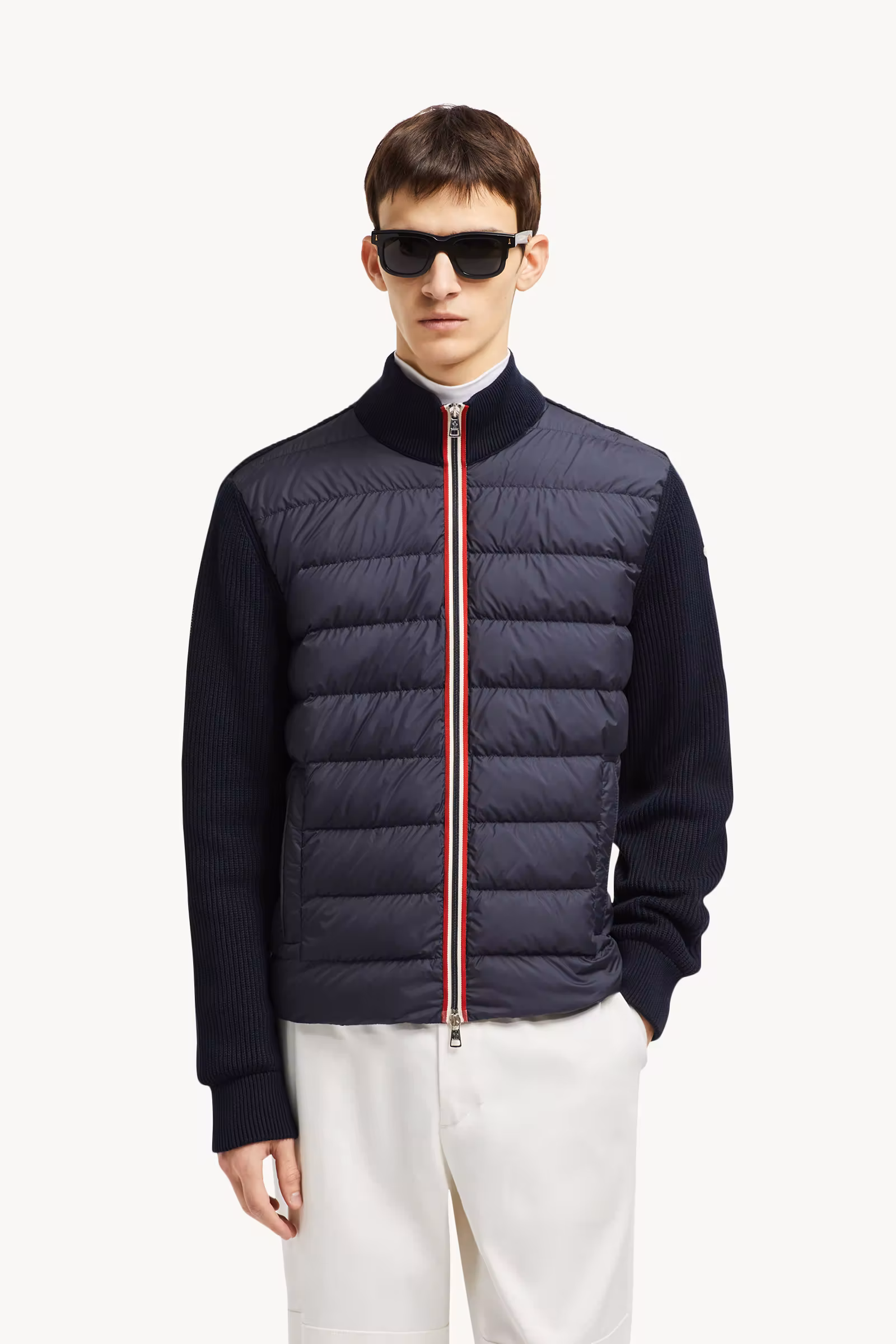 Padded Cotton Zip-Up Cardigan