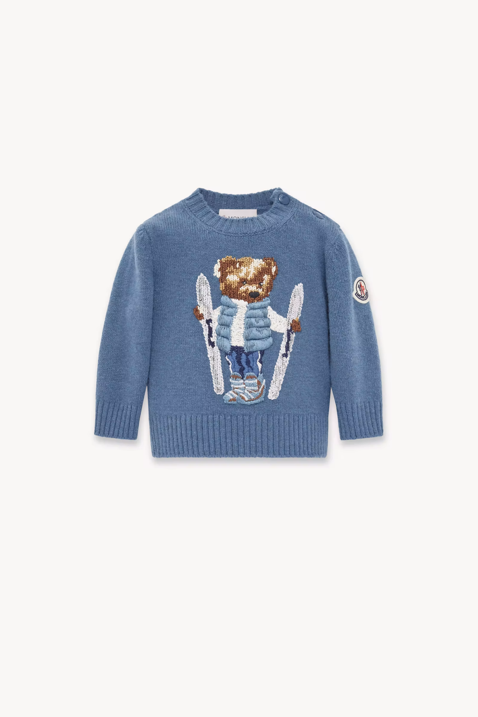 Embroidered Teddy Bear Wool Sweater