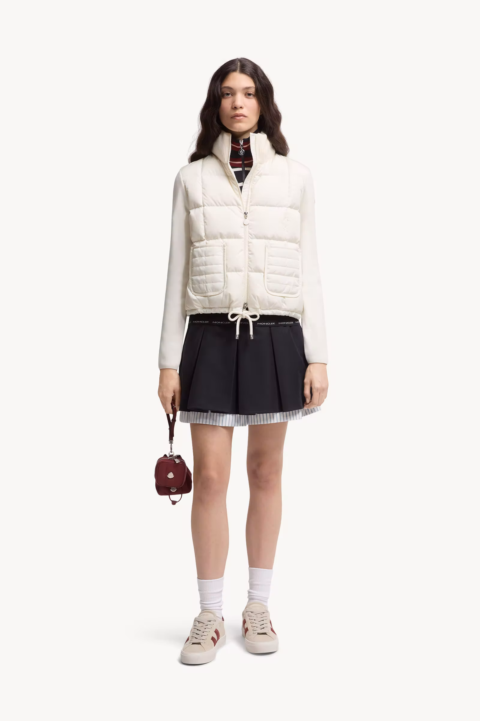 Square-Quilted Padded Wool Zip-Up Cardigan