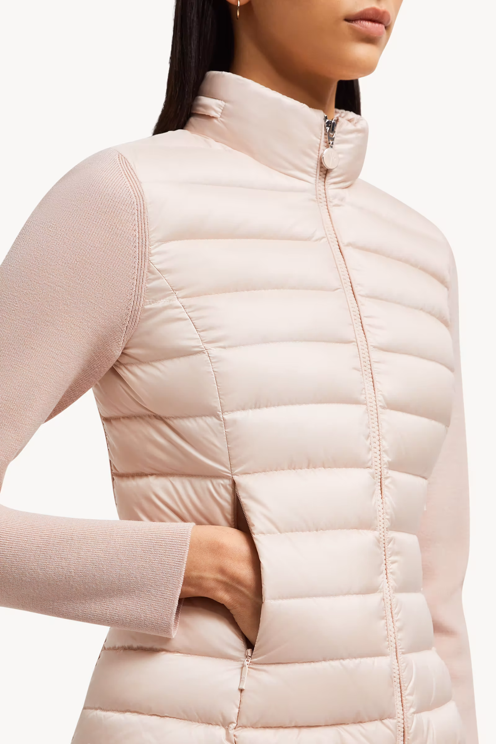 Padded Wool Zip-Up Cardigan