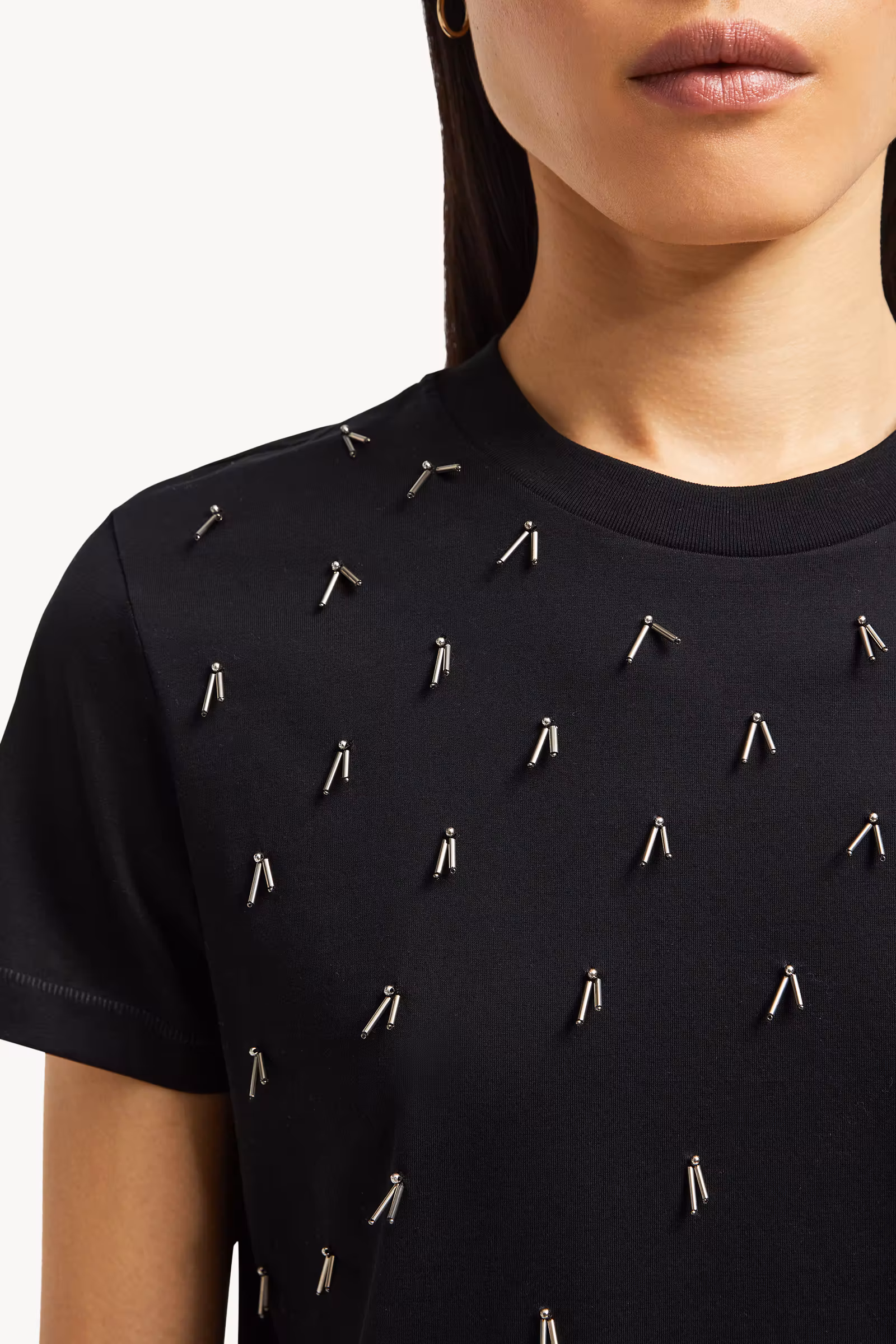 Beaded Cotton T-Shirt