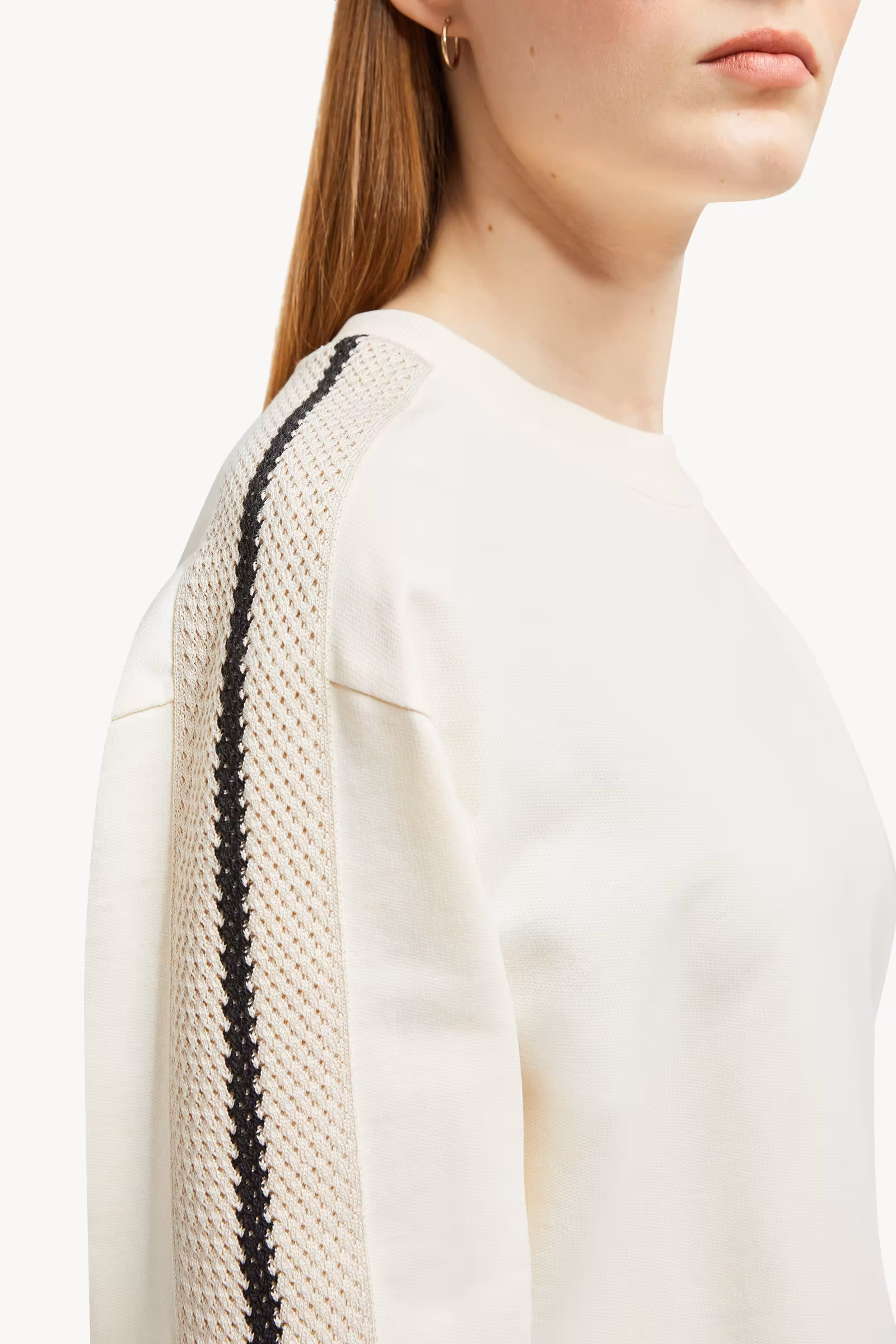 Crochet Accent Cotton Sweatshirt
