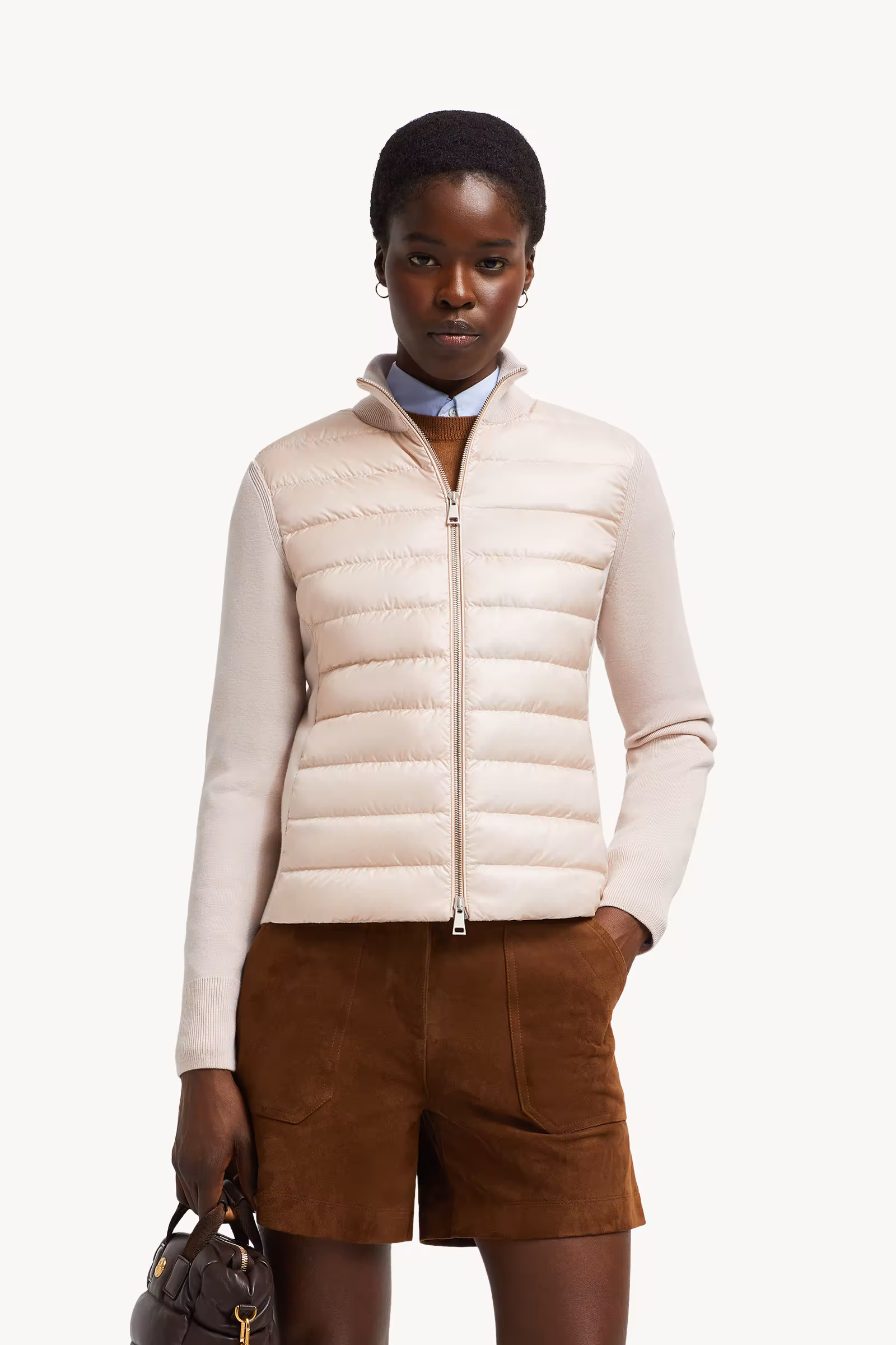 Padded Wool Zip-Up Cardigan