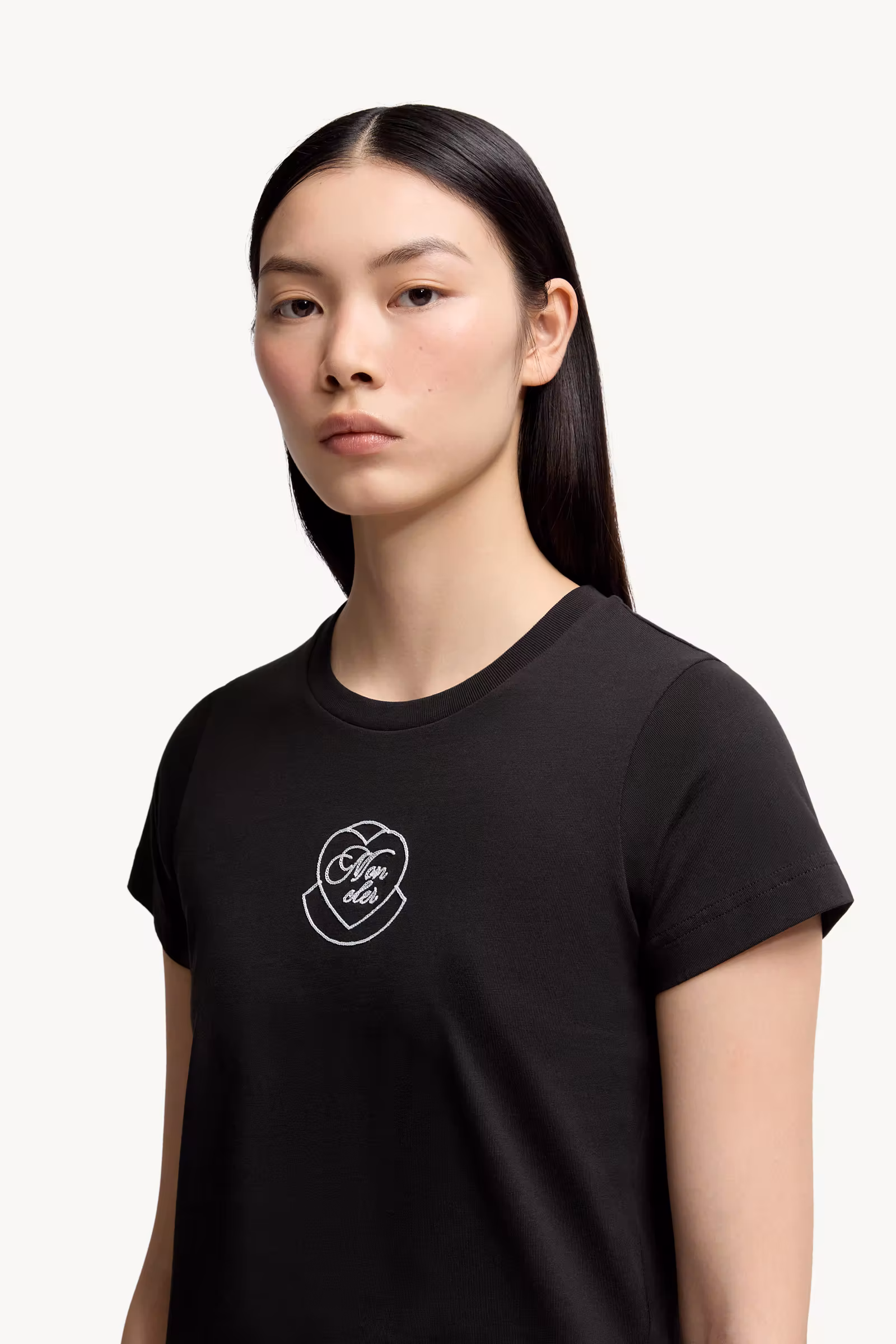 Embroidered Heart Logo Cotton T-Shirt