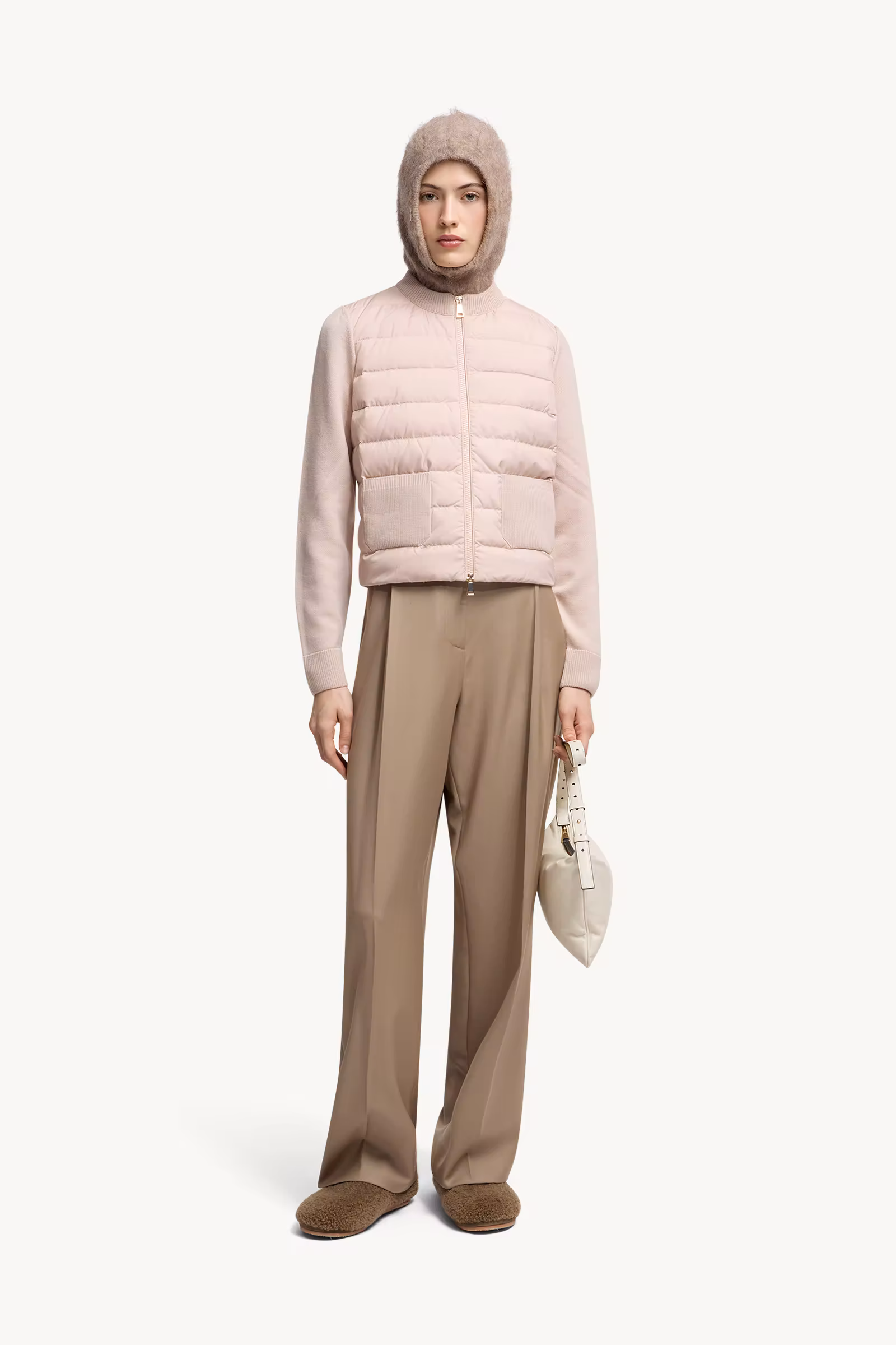 Padded Wool Zip-Up Cardigan