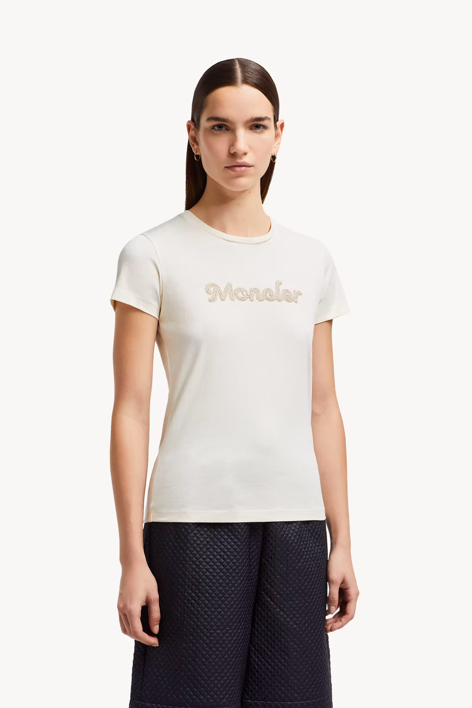 Pearl-Embroidered Logo Cotton T-Shirt