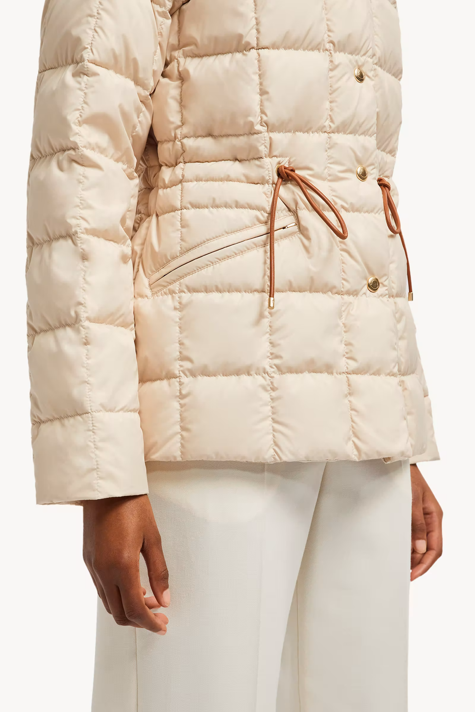 Antigone Leather-Trimmed Short Down Jacket