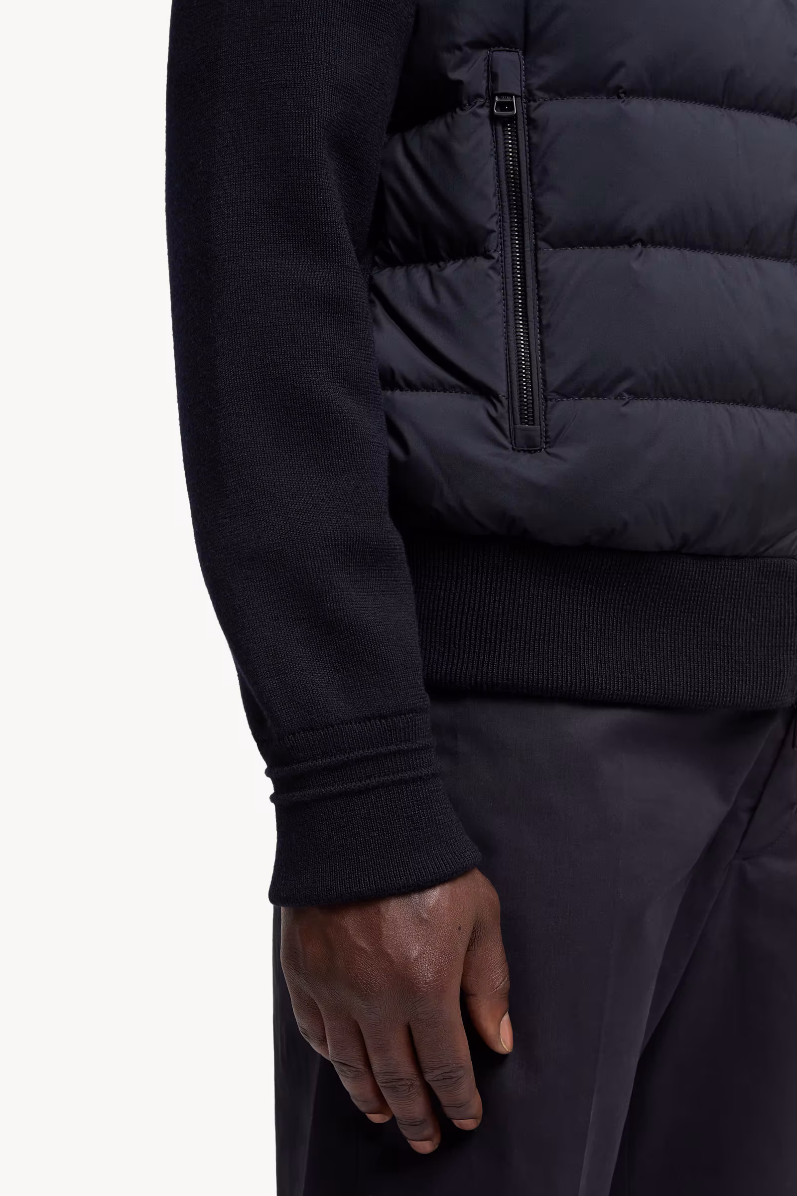 Padded Wool Zip-Up Cardigan