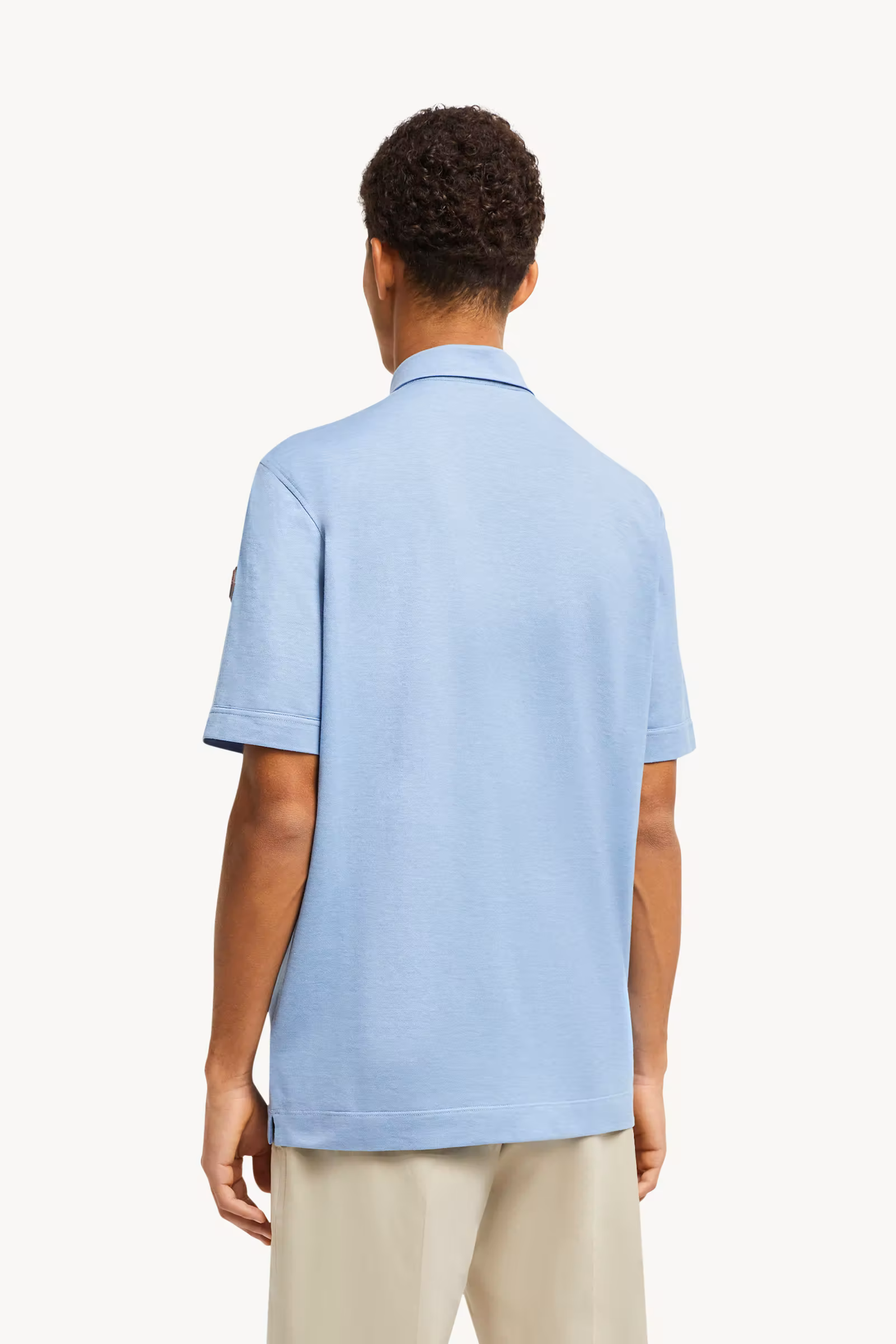 Double Leather Logo Cotton Polo Shirt