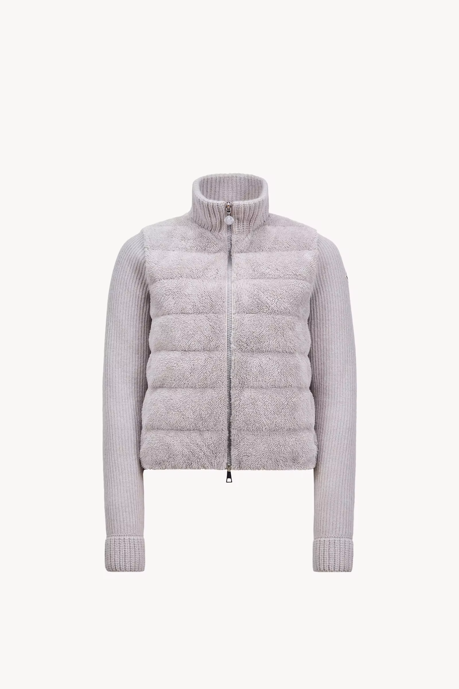 Padded Wool & Teddy Zip-Up Cardigan